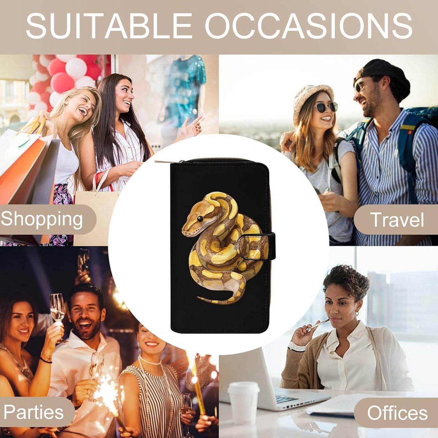 Ball Python Womens Wallet for Men Slim Purse Clutch Handbag with Card Holder