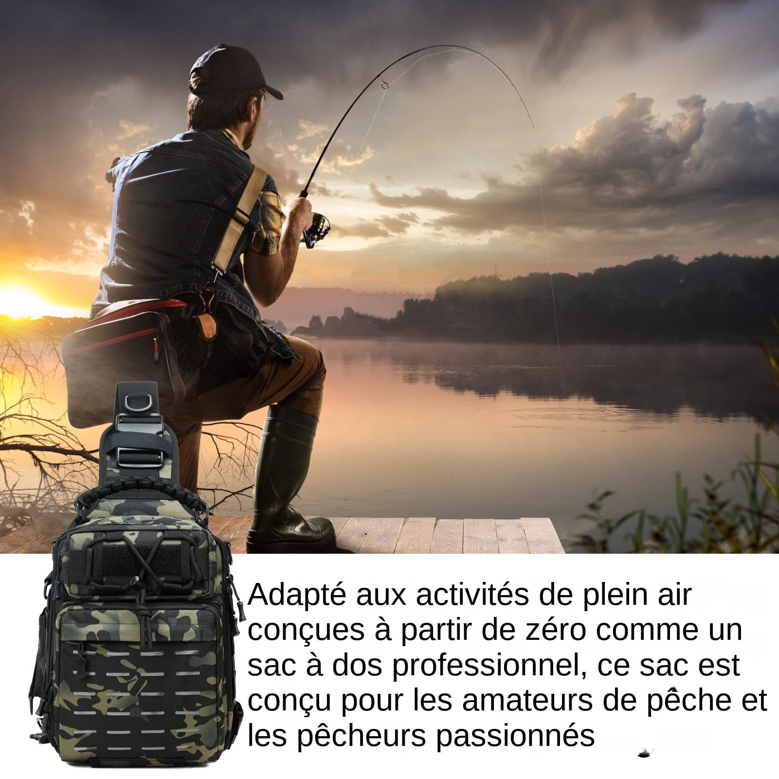 Borsa per attrezzatura da pesca - Borsa a tracolla da pesca Borsa a tracolla da pesca con grande capacità, borsa per attrezzatura da pesca | Borsa da pesca all'aperto Borsa a tracolla con fascia