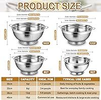 Vista 2 de Maxdot Paquete de 2 coladores de acero inoxidable resistentes de 12 cuartos de galón con base y asas para pasta, espagueti, bayas, frutas, verduras