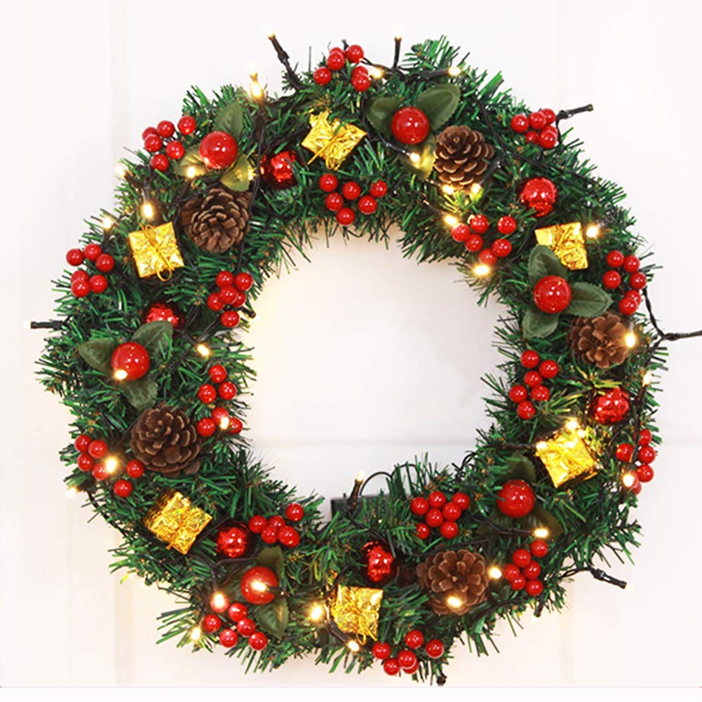 Guirlande de Noël durable pour porte d'entrée fini les aiguilles qui tombent couronne 40cm