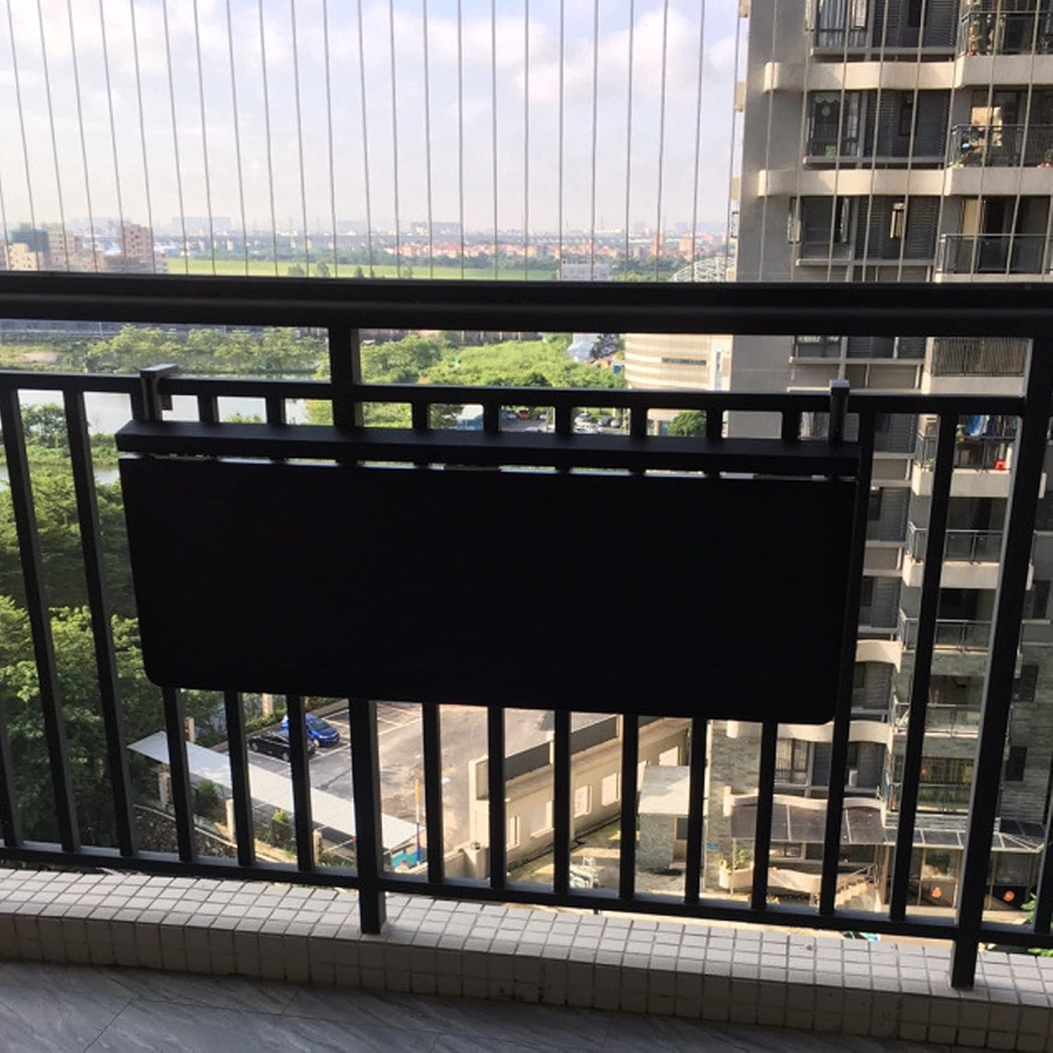 Hanging Table, Folding Bar Counter, Railing Balcony Table, Outdoor Folding Shelf, Height Adjustable Desk and Dining Rack (Color : White, Size : 12028cm) (Black 80 * 40cm)