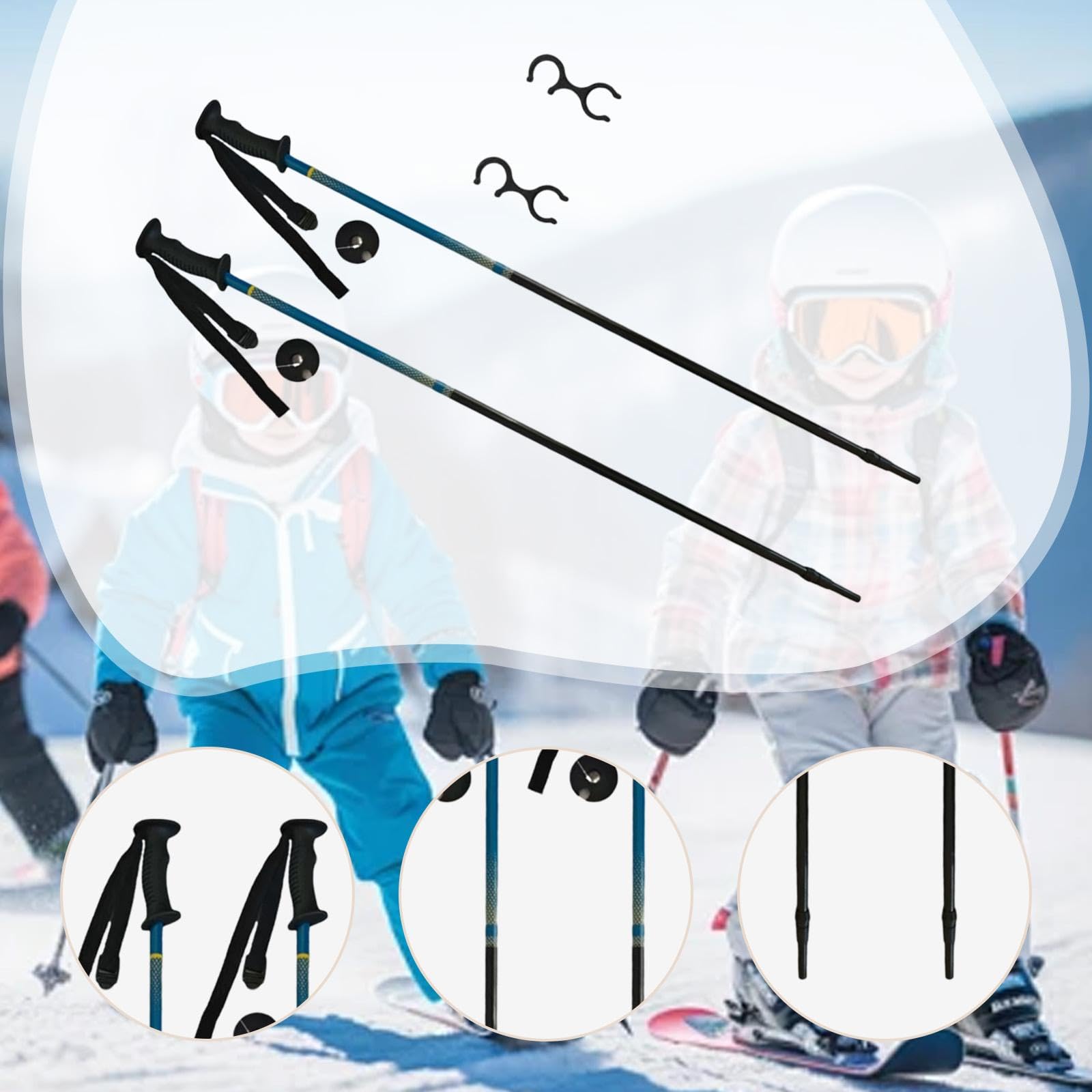 MERIGLARE Ensemble de 2 Bâtons de Randonnée, Bâtons de Ski, Bâtons de Marche en Aluminium avec Poignées en Caoutchouc Confortables et Options de Fixation pour E