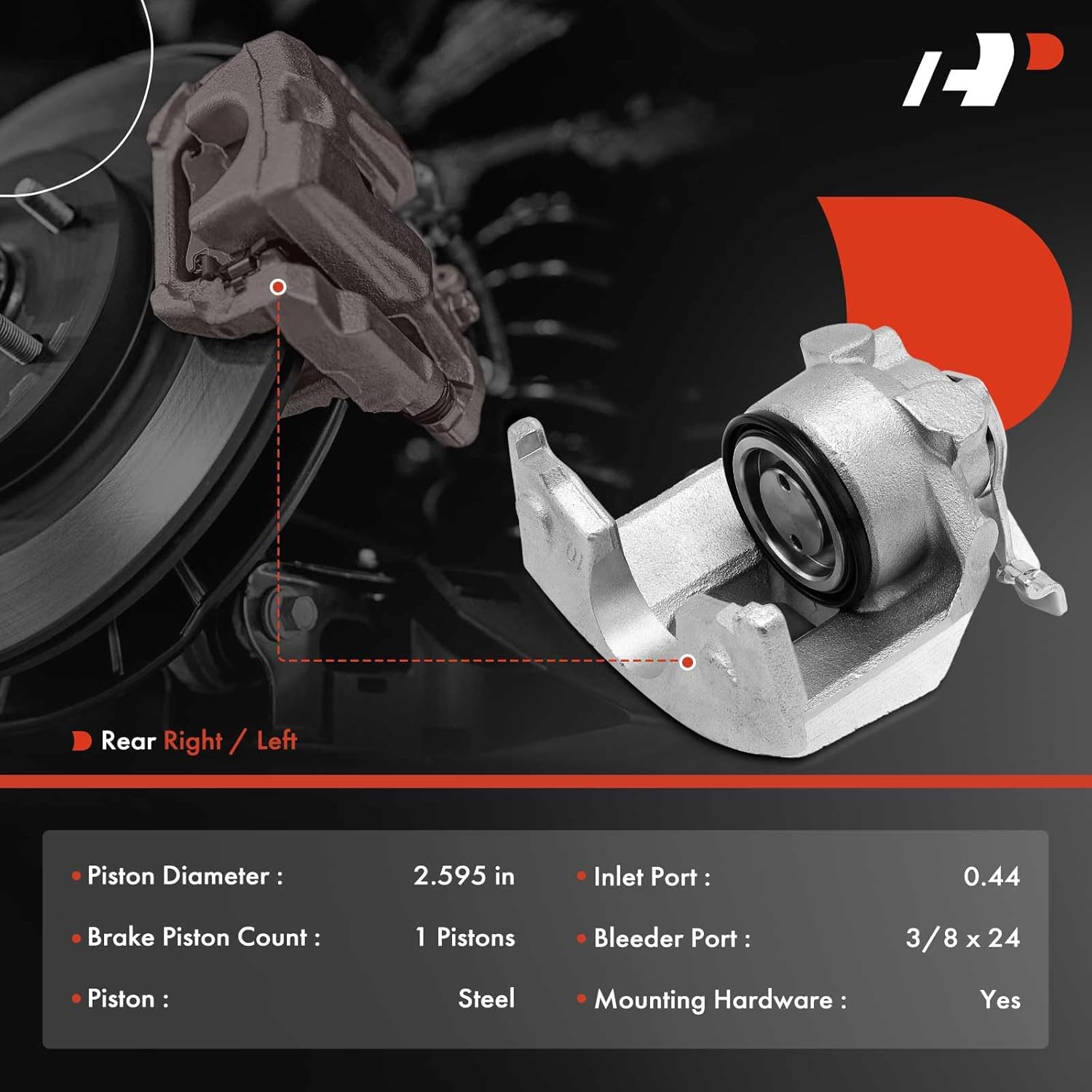 A-Premium Disc Brake Caliper Assembly Without Bracket Compatible with Ford Thunderbird 1975-1979 & Lincoln Mark V 1977-1979, Mark IV 1975-1976 - Rear Right Passenger, Replace# D5SZ2552A, D6SZ2552A