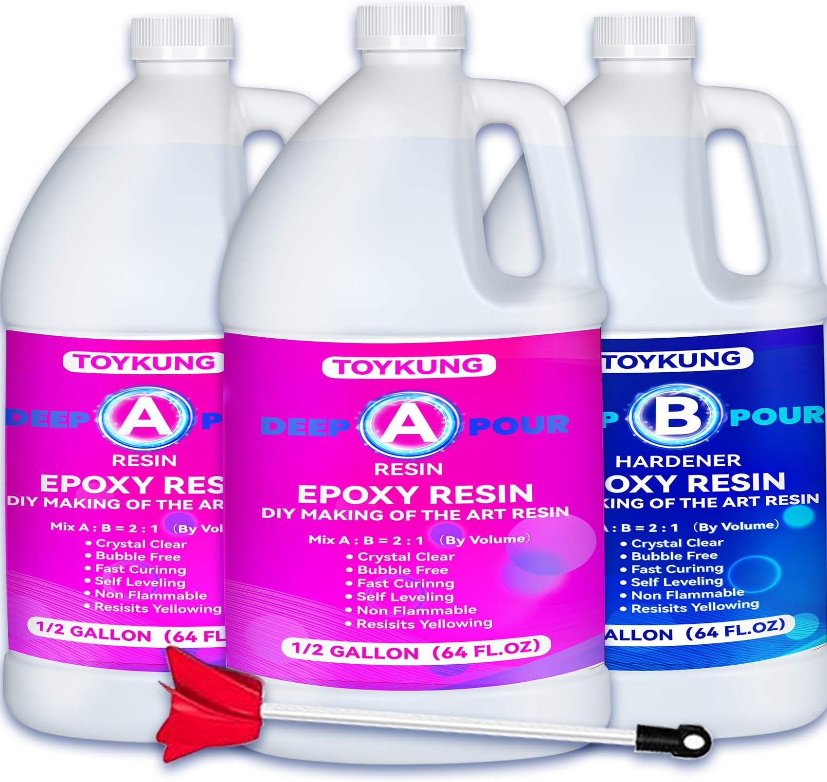 Crystal Clear Deep Pour Epoxy Resin, 1.5 Gallon, 2-4 Inch Depth, Bubble Free, High Gloss, Self Leveling, For River Table Top, Bar Top, Art, Crafts, 2:1 Ratio, 72 Hour Cure Time