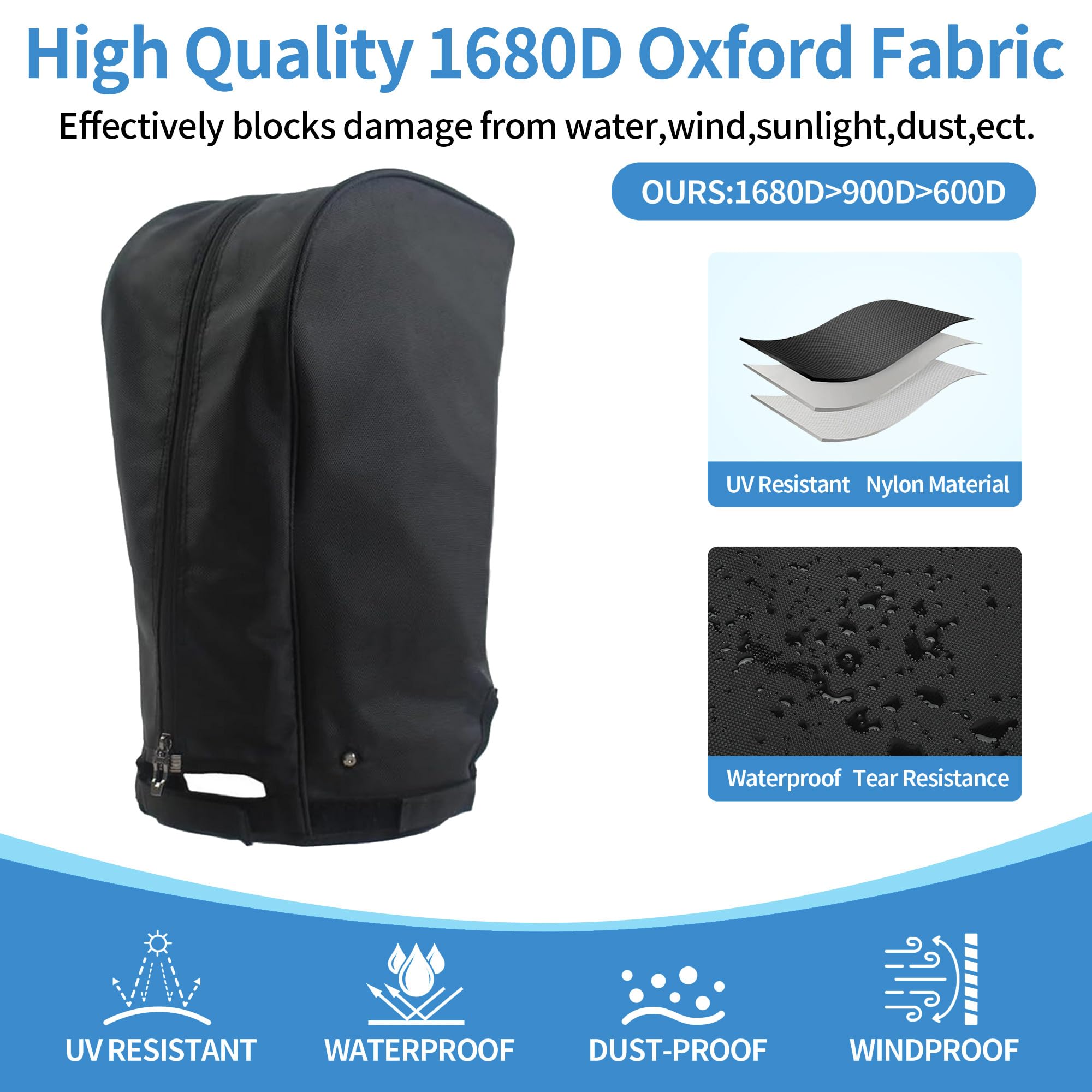 ohbien Housse de pluie imperméable universelle pour sac de golf avec sangles à boucle fixe, tissu Oxford 900D, accès facile, s'adapte à la plupart des sacs de golf et chariots de transport