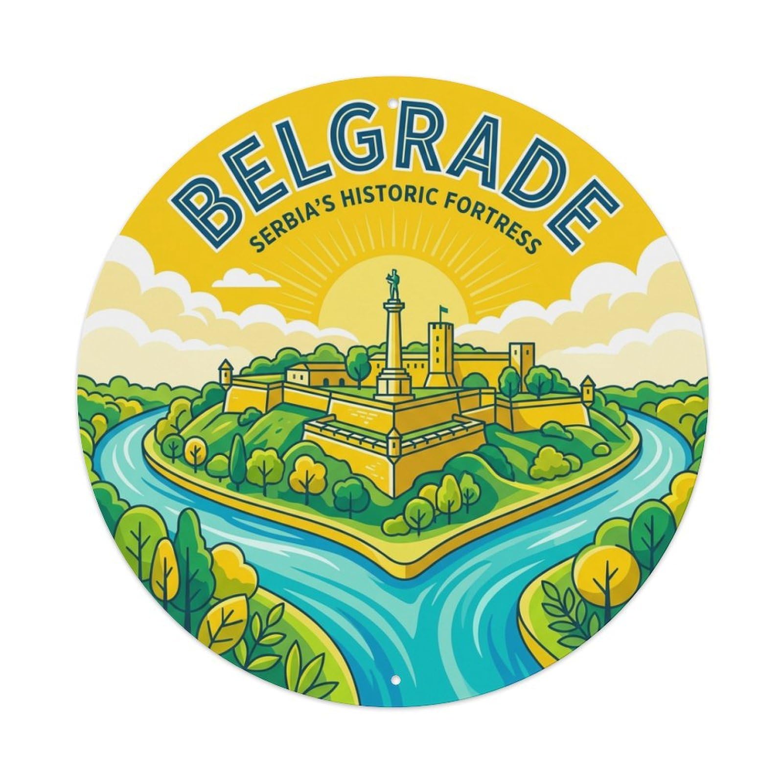 Metal Tin Sign Vintage Travel Serbia Belgrade