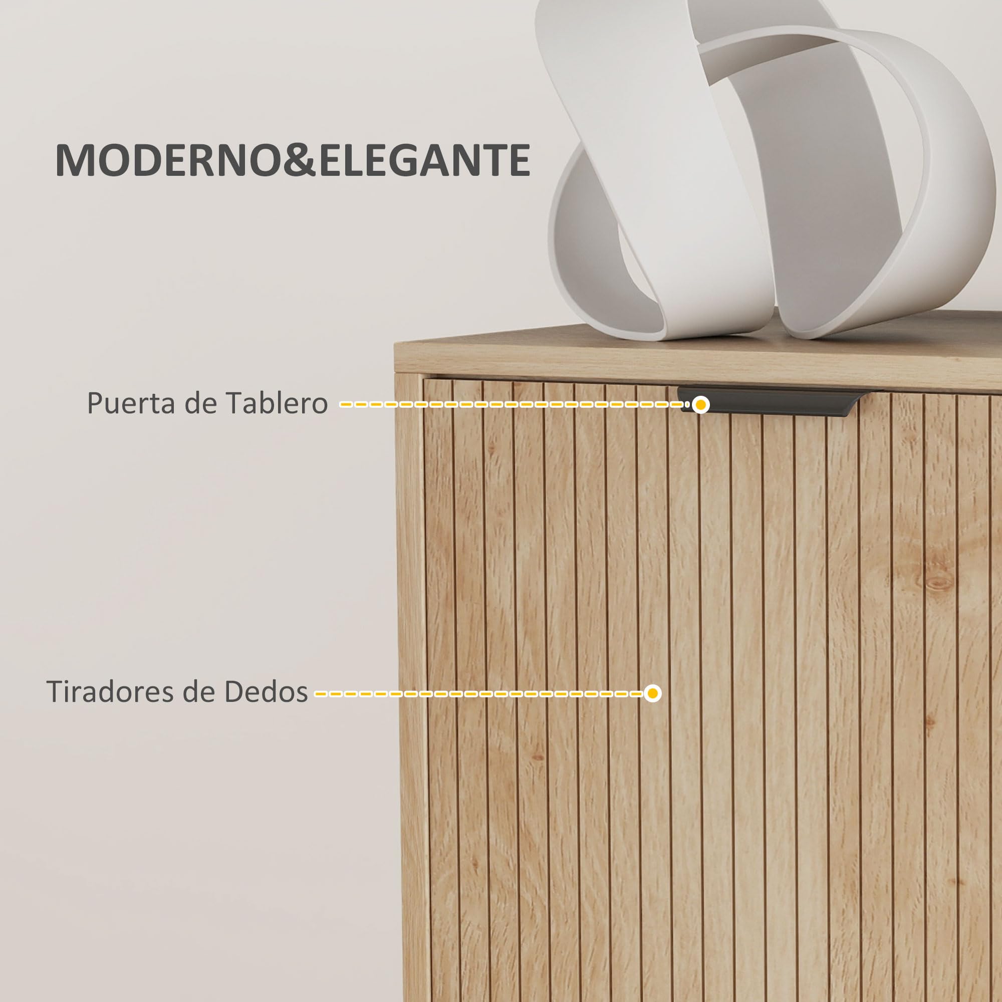HOMCOM Aparador de Salón Estante Ajustable 2 Puertas 78x40x77,5 cm Roble | Aparador, Sistema Anti-vuelco, Patas de Madera de Pino, para Comedor Pasillo