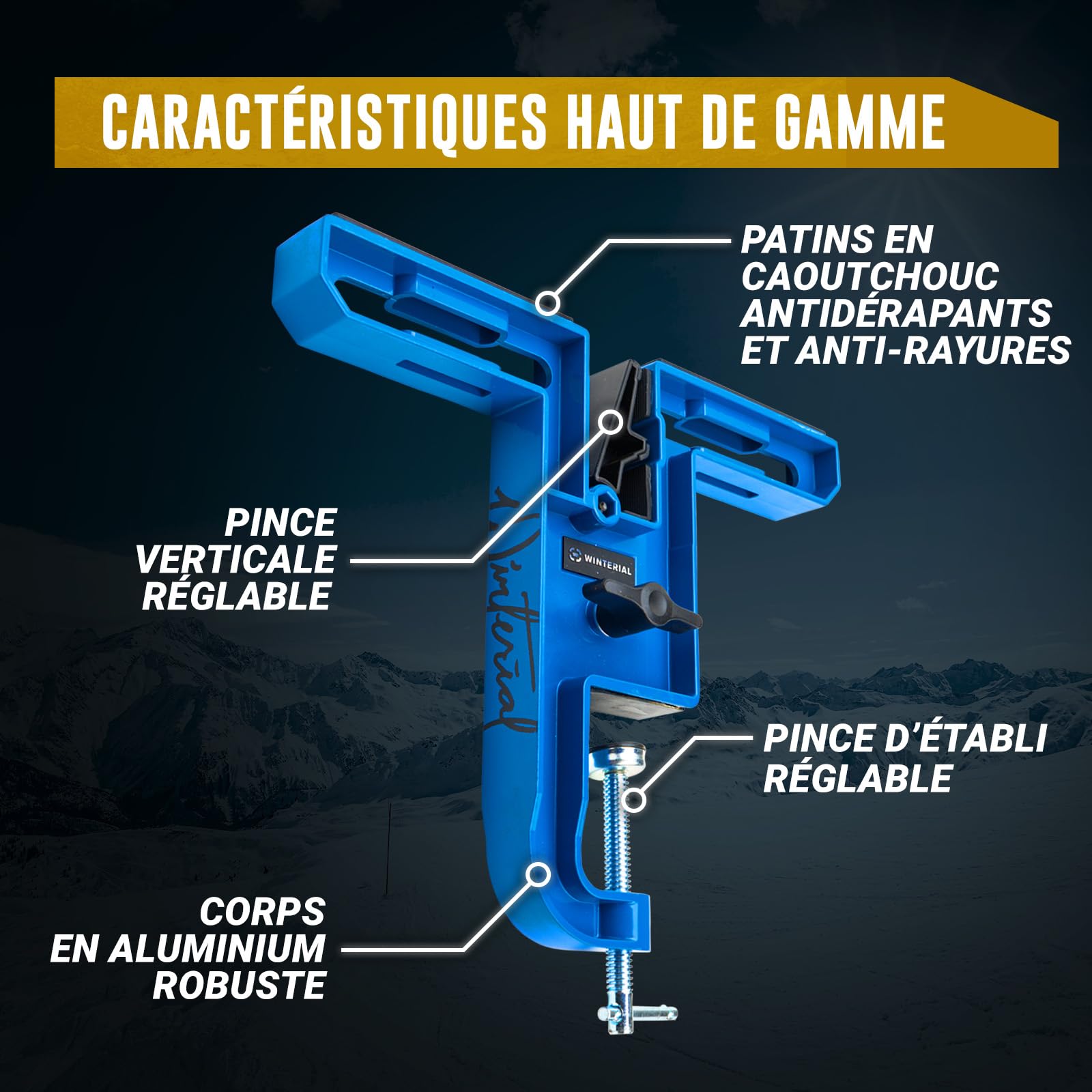 Winterial Étau à Skis et Snowboard Set de 2 Réglable Positions Horizontales Verticales