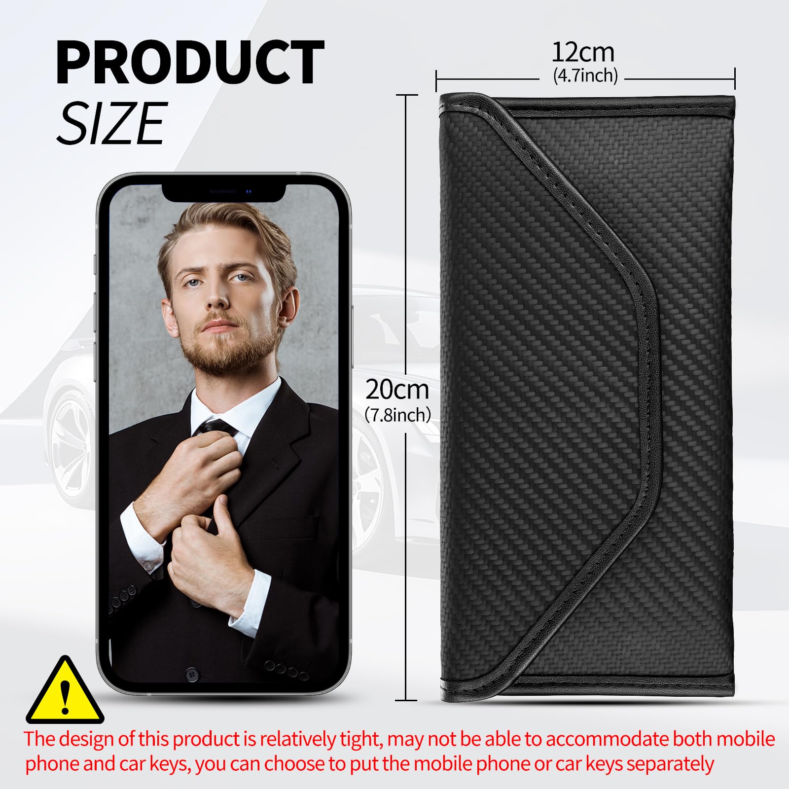 T-carbon Faraday - Funda para teléfonos y llaves de coche, bolsa Faraday de fibra de carbono, bloqueo de señal RFID, antiseguimiento, antirrobo y antirrobo, funda Faraday para privacidad de datos