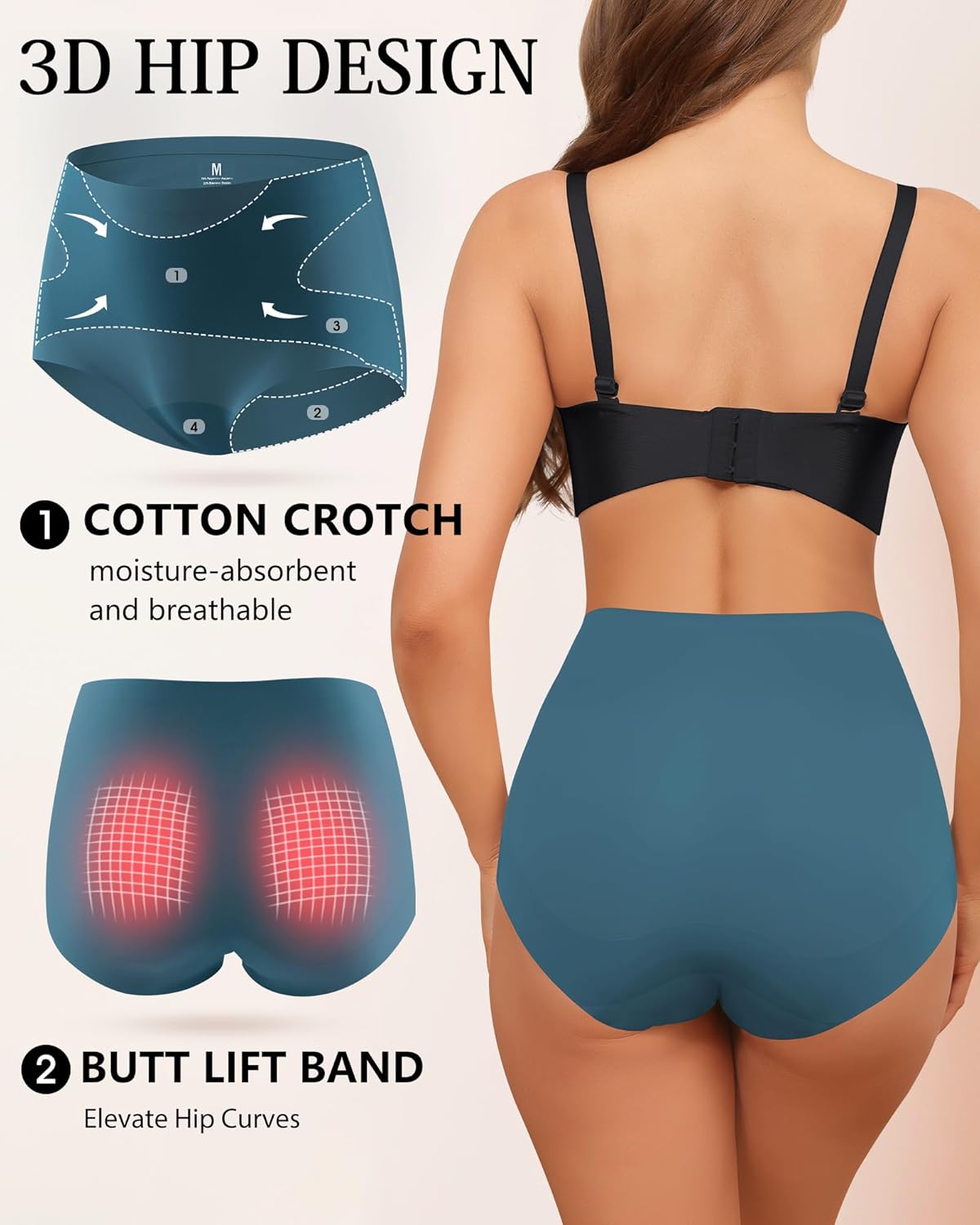 Seamless Underwear for Women High Waisted No Show Panties Full Coverage Briefs Invisible Soft 5 Pack S-XXL - Image 8