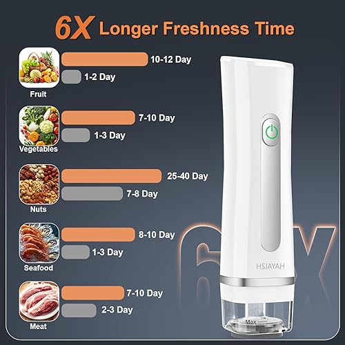 Miniatura 3 de Sellador al vacío con 30 bolsas, sellador de mano con tanque de agua visible, portátil para 6 veces frescura, vacío y almacenamiento de cocina