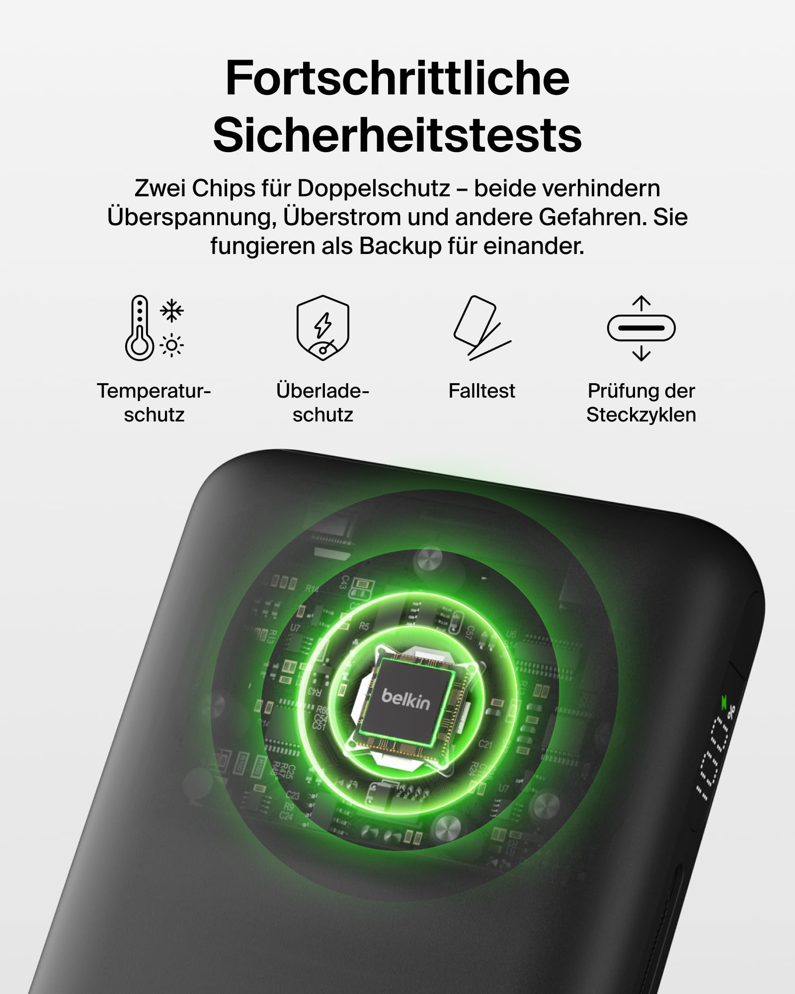 Belkin UltraCharge Pro 25000mAh Power Bank Laptop, Schnellladen – Schwarz | 25K Powerbank, 1 USB-C-Port + Kabel, 1 USB-A-Port, 158W Akkupack mit Power Delivery, Bereits Aufgeladen, Digitalanzeige