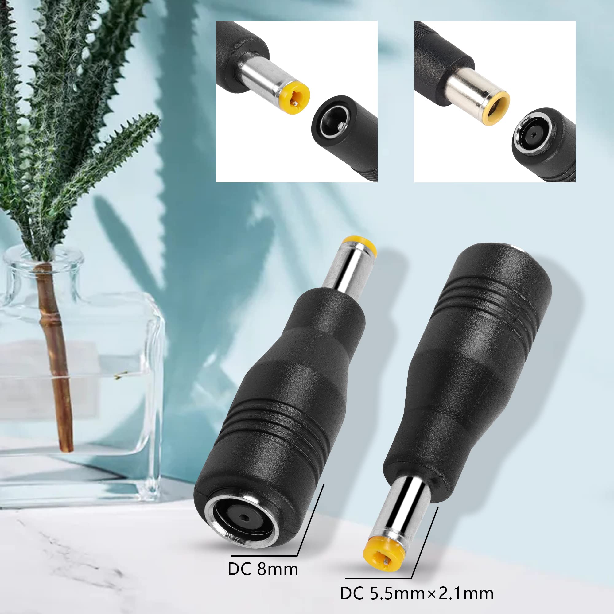 PNGKNYOCN DC-Netzsteckeradapter – 4er-Set, 8mm Auf 5,5x2,1mm & Umgekehrt, Für Solarpanel & Powerstation