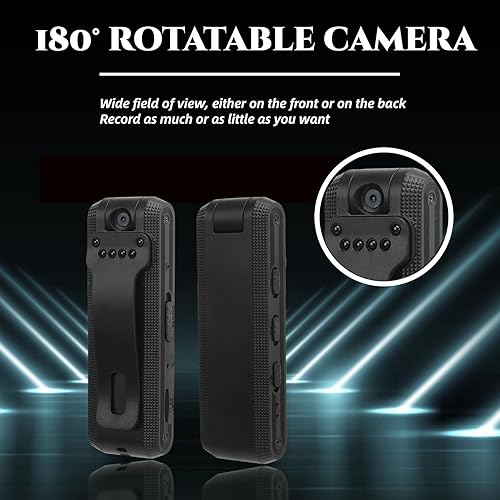 Miniatura 3 de Jectse Mini cámara corporal, cámara de cuerpo pequeño 1080P con lente de rotación de 180 grados, clip trasero impermeable cámara de seguridad para