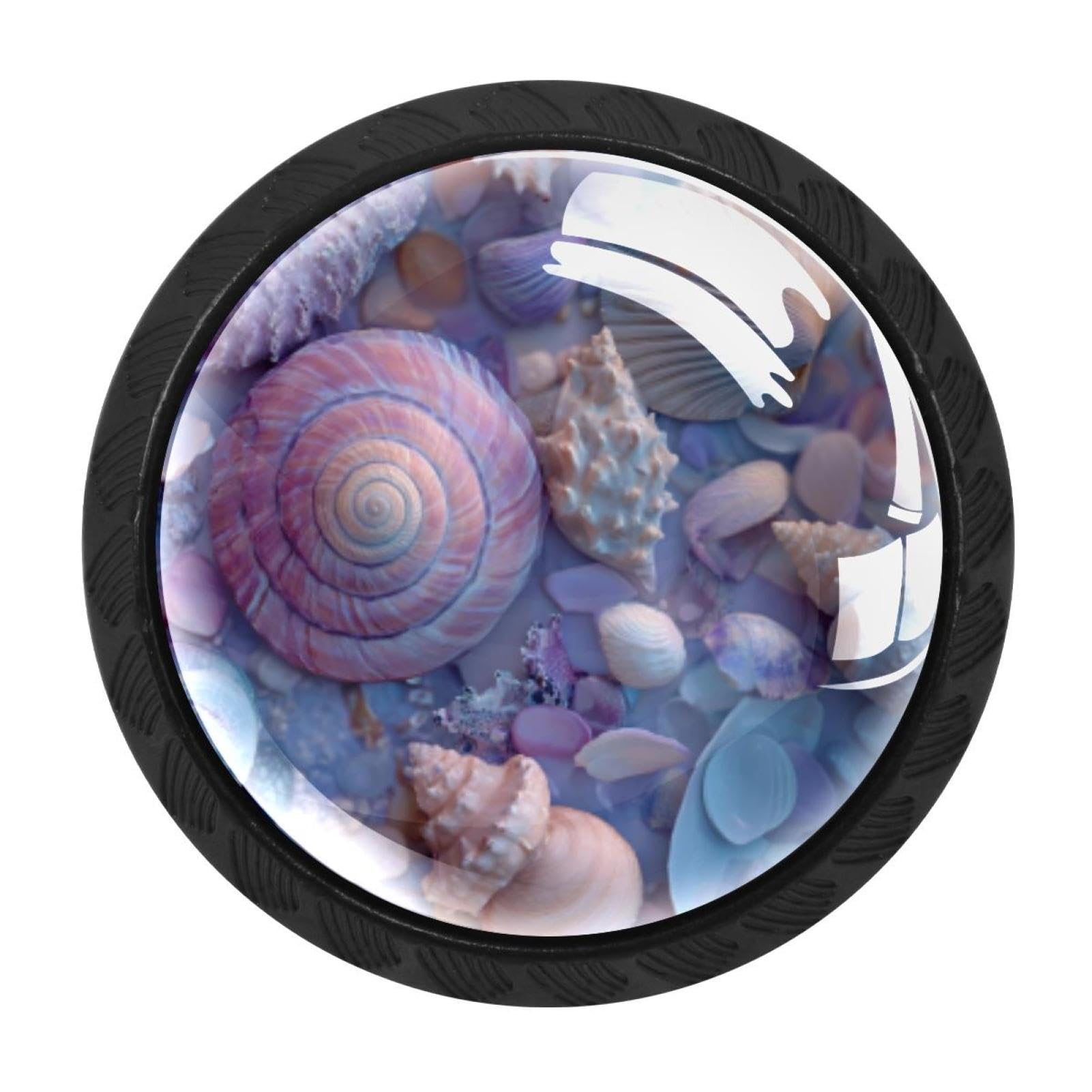 CHENZZZZ 4 Pack Round Cabinet Knobs for Kitchen Bathroom Closet Dresser Cabinets, Sea Shell (1)