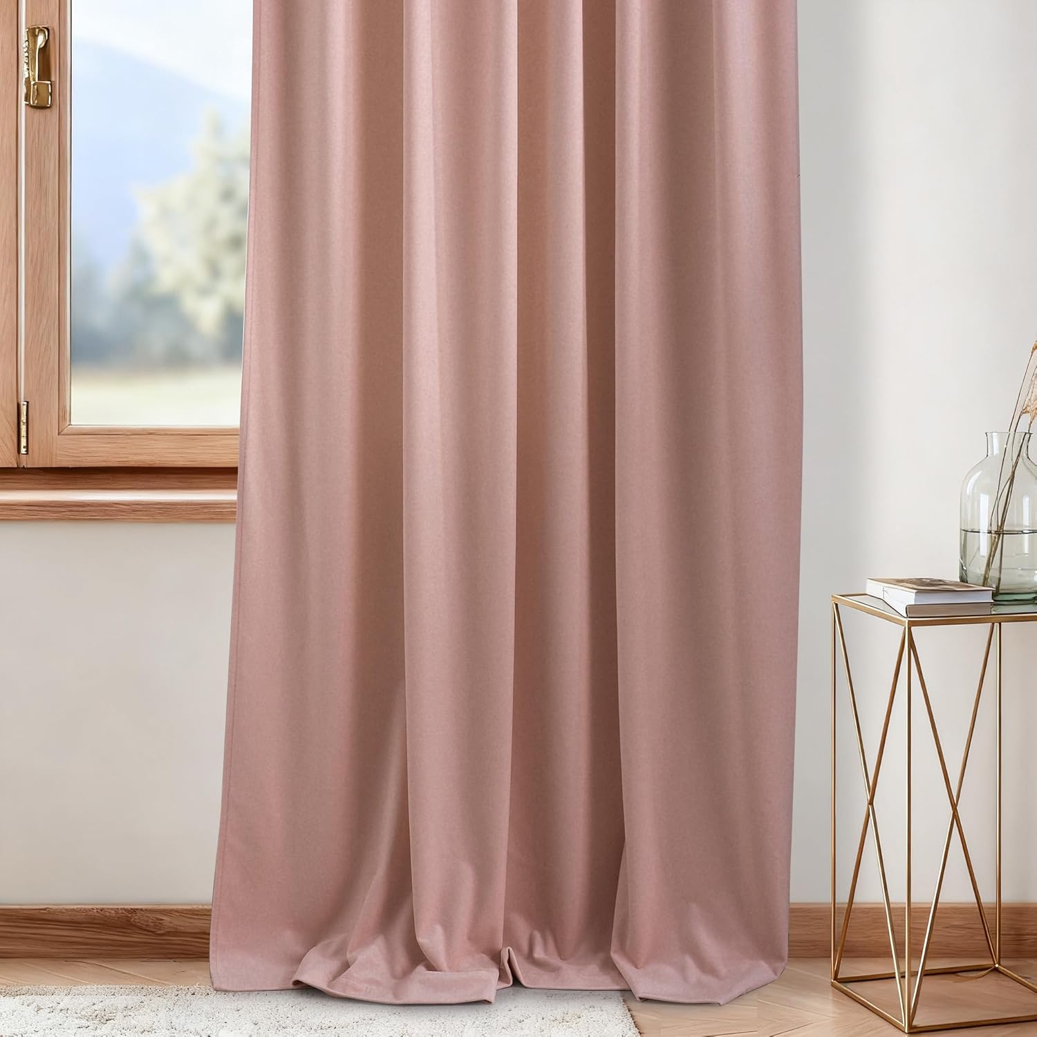 NICETOWN Dusty Pink Velvet Curtains 84" Length for Girl Nursery - Soft and Thick Window Treatments Elegant Home Decor for Farmhouse Style Thermal Insulated Blackout, 52" Wide, 2 PCs