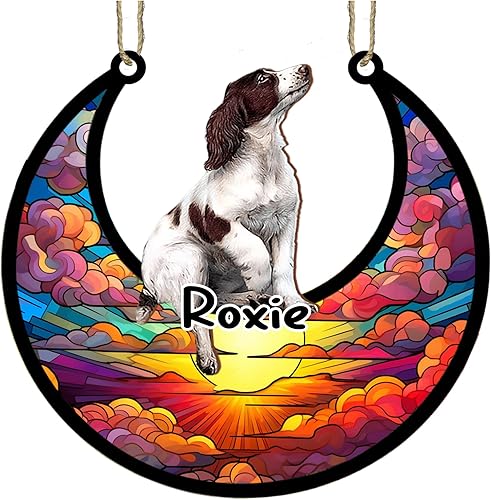 Vista 477 de LOVELYPOD Adorno de Navidad personalizado de perro pastor alemán, atrapasoles conmemorativo, adorno de Navidad de pastor alemán con nombre, pérdida