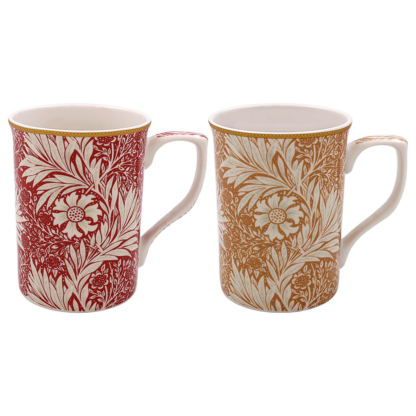 Fine China Mugs Set 2 William Morris Meadow Gift Boxed Pair Mug Coffee Tea Cups