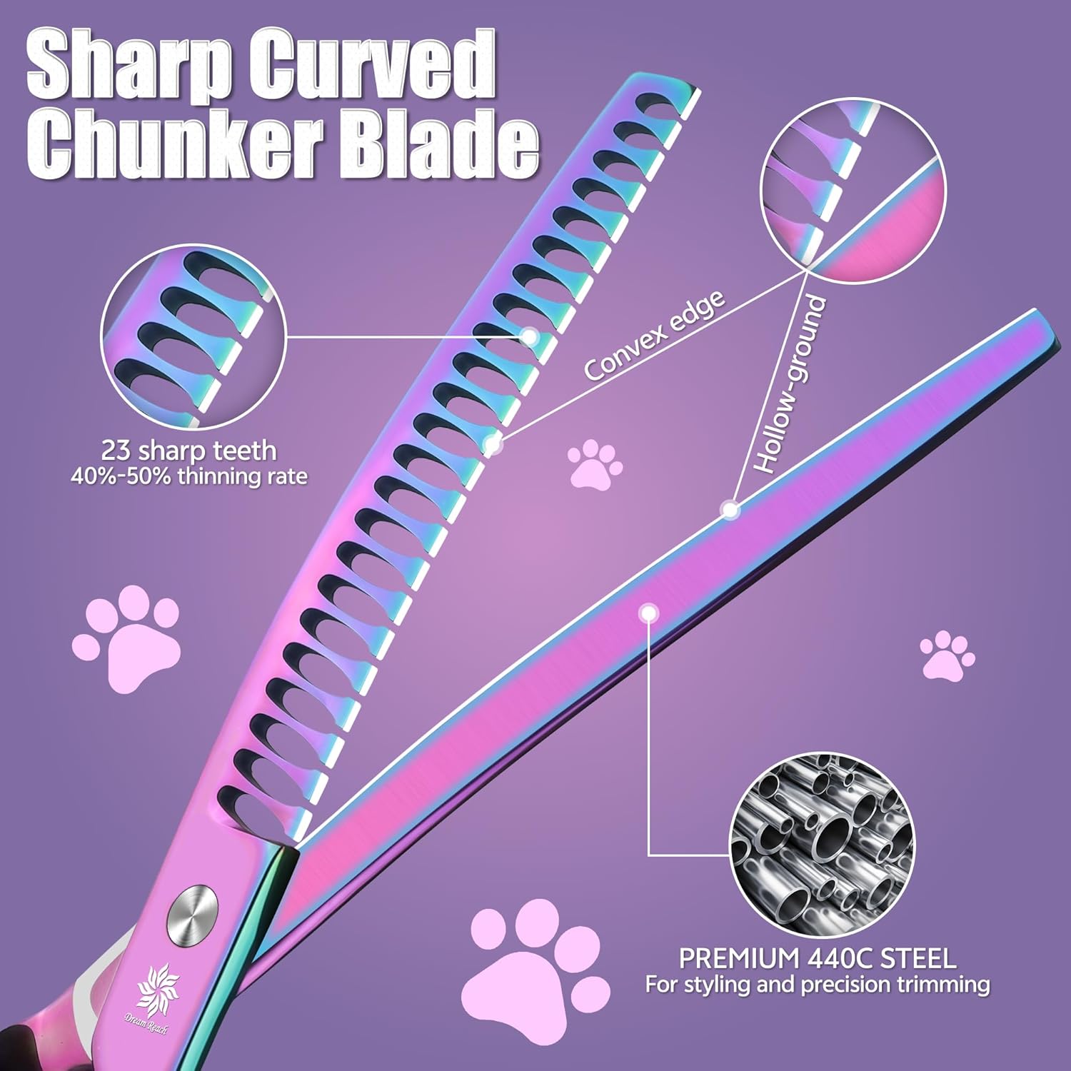 Dream Reach Dog Chunker Scissors - Dog Blending Thinning Cat Grooming Chunkers Shear Rainbow 8"