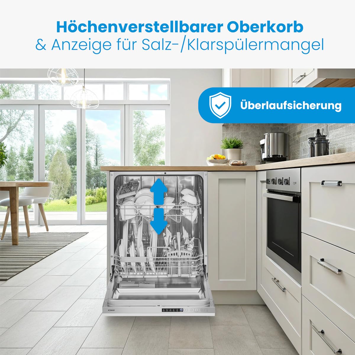 Bomann® Einbau Geschirrspüler | 14 Maßgedecke | Spülmasachine vollintegrierbar | 5 Programme & 2 Sprühebenen | Dishwasher mit Startvorwahl | 60 cm | GSP 7421 VI