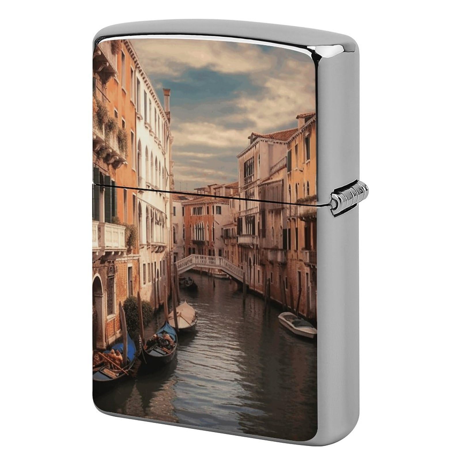 Beautiful Venice Canal View Lighter Cover for Men, Personalized Lighter Case for Birthday Gift, Flip-Top Lighters Protective Cover, Portable Lighters Shell for Outdoor, Travel
