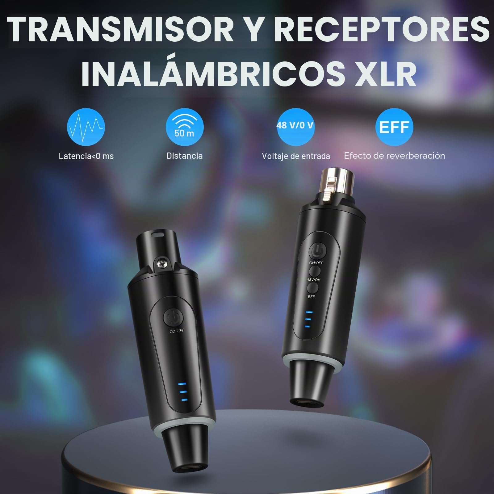 Depusheng S5 Transmisor y receptor de guitarra inalámbrico con 2 transmisores XLR inalámbricos y 1 receptor, alimentación fantasma de 48V e interruptor de reverberación, mezclador de audio