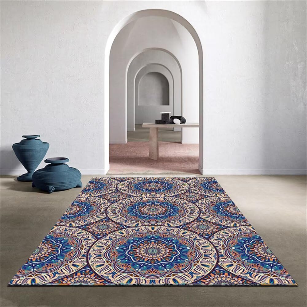 Decoration Chambre Ado Tapis Lavable Décoration Florale Rouge Tapis de Centre de Salon de Style Classique antidérapant Chambre Bebe Meuble 140X200CM