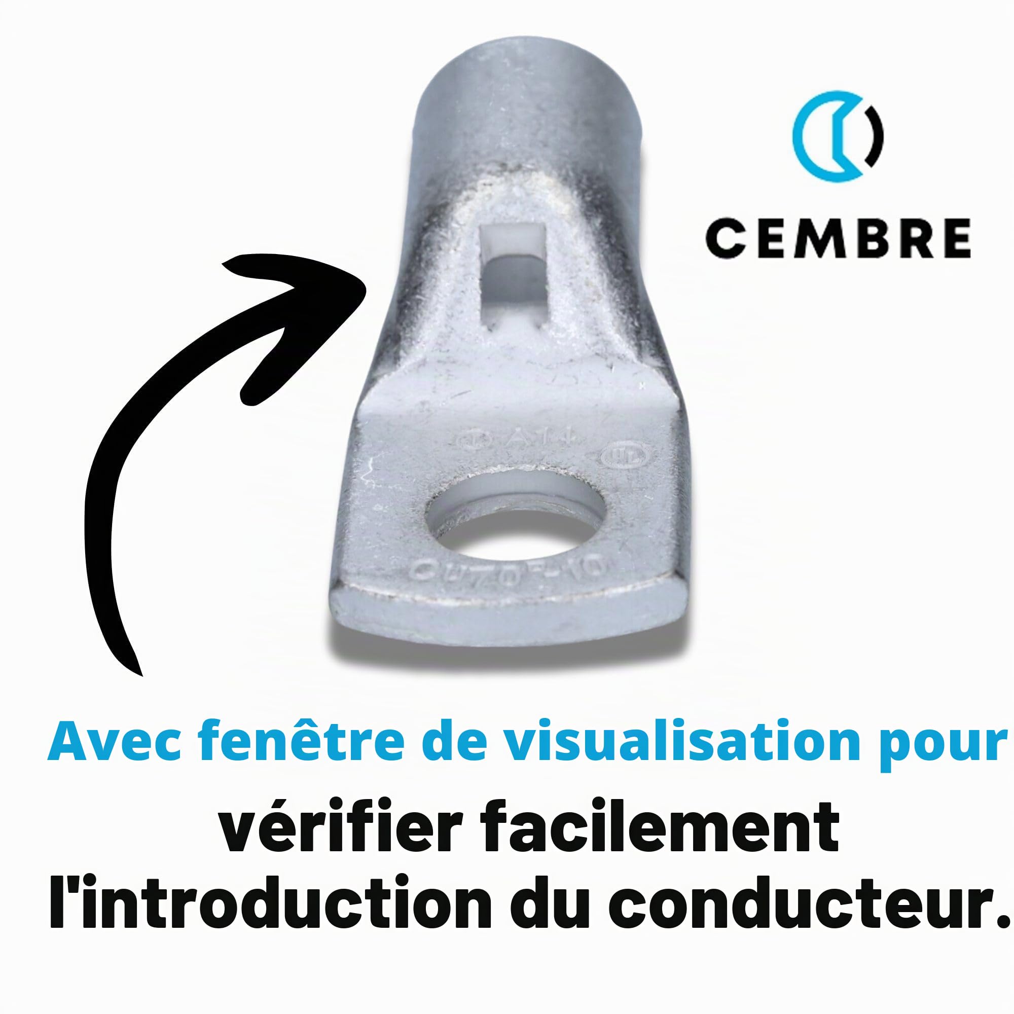 Cembre 10x Cosses Tubulaires A14-M10 70 mm² en Cuivre Étamé | Connecteurs de câbles non isolés pour installations électriques sûres, certifiés EN 13600, pour maison, garage et auto