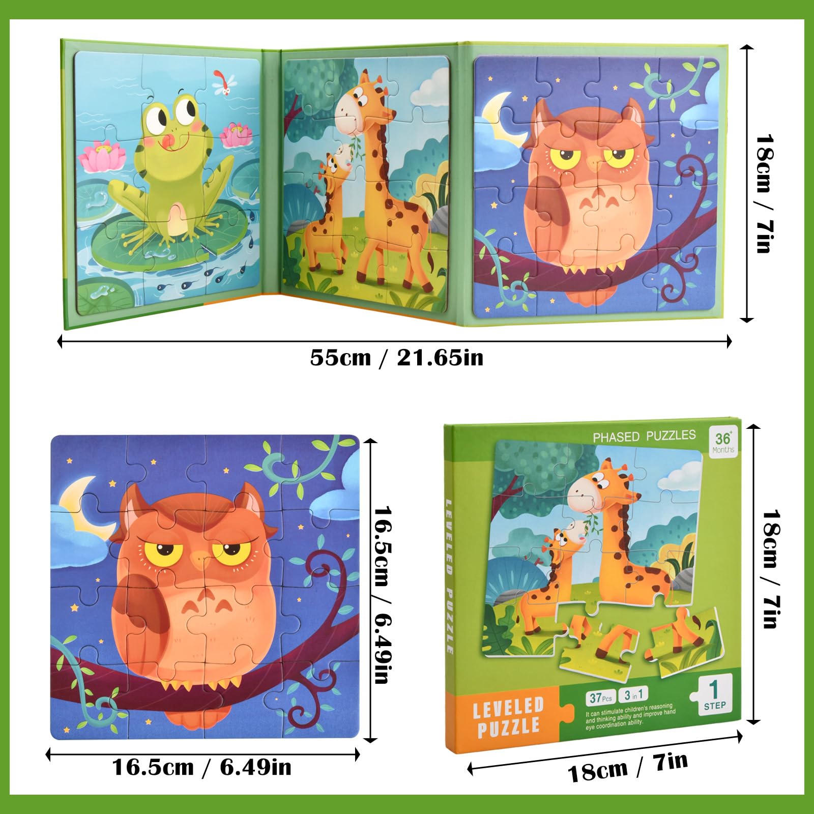 Vesaneae Puzzle per Bambini, 3 in 1 Puzzle Magnetico, Puzzle Animale per Bambini, Puzzle Educativi, Giocattolo da Viaggio Giochi, Puzzle Legno, Giocattoli Educativi per Ragazzi Ragazze di 3 Anni