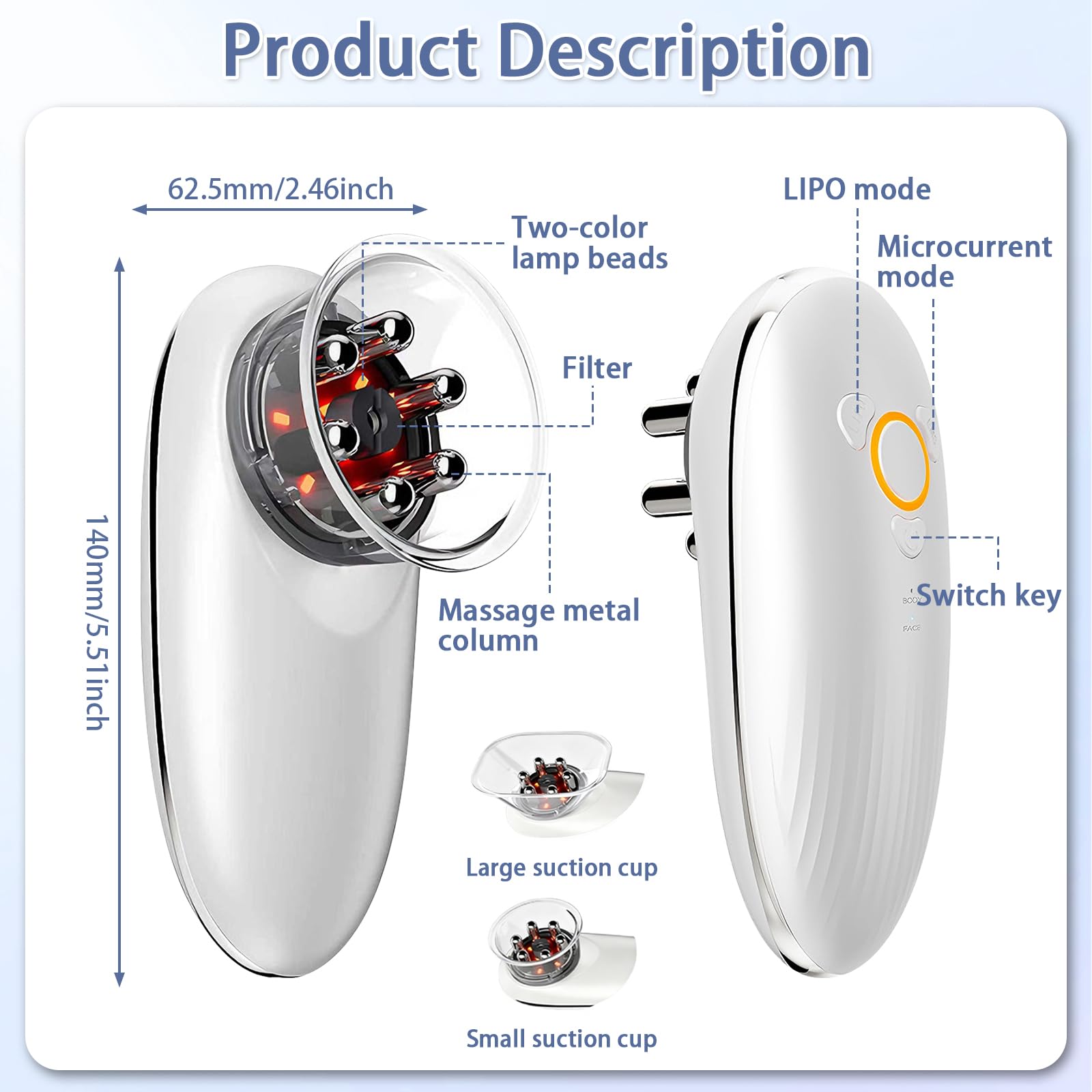 Apparecchio di Massaggio con Suczione 4 in 1, Modellazione e Rinfrescare, EMS Microcorrente Luce LED Calore per Lipedema Addome Gambe Piede Fascie e Drenaggio Linfatico