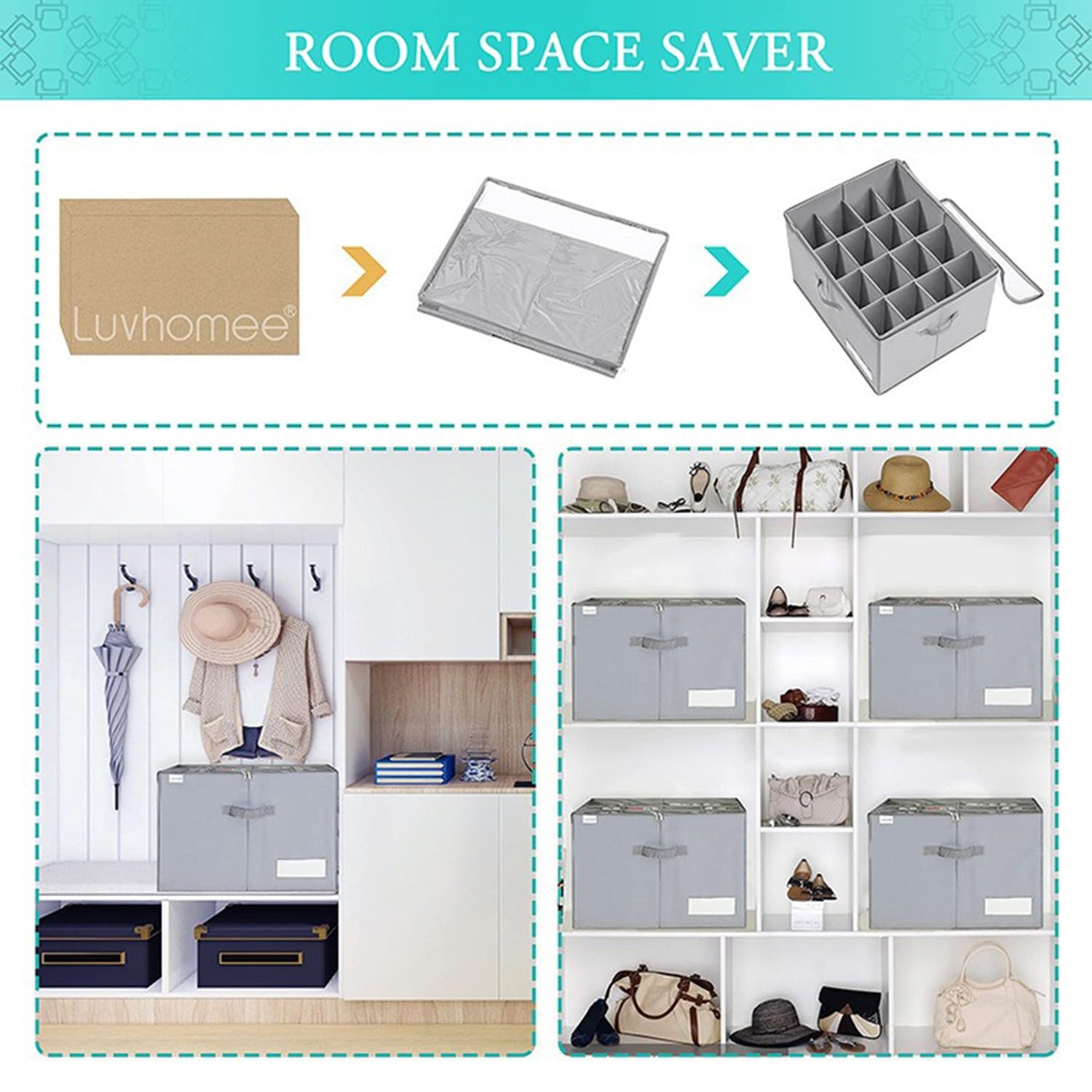 Caja De Almacenamiento De Ropa Armario Caja De Zapatos Fit 16 Doble con Tapa Transparent Zapatero Plegable Organizador Zapatos Caja De Almacenamiento Plegable con Separador