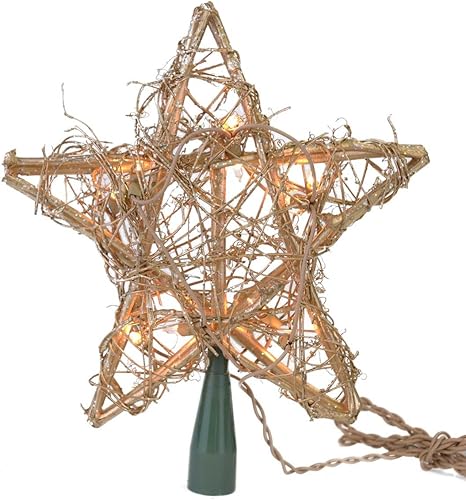 Kurt Adler Tope de árbol con estrella de mimbre para interior 10 unidades