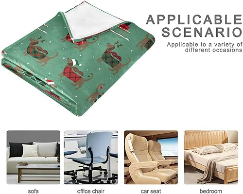 Miniatura 4 de Red Green Plaid Buffalo Blankets & Throws, Comfy Comfy Throws for Travel, Camping, Bed, All Season Use Blanket, 60x90 Inches