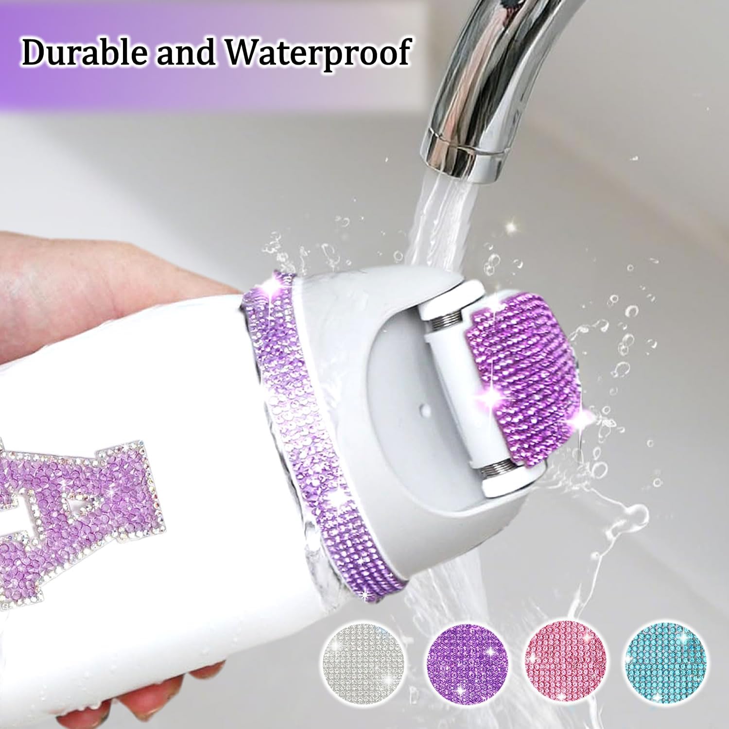 Rhinestone Letters Stickers for Owala Bottle Acc (A, purple) image 4
