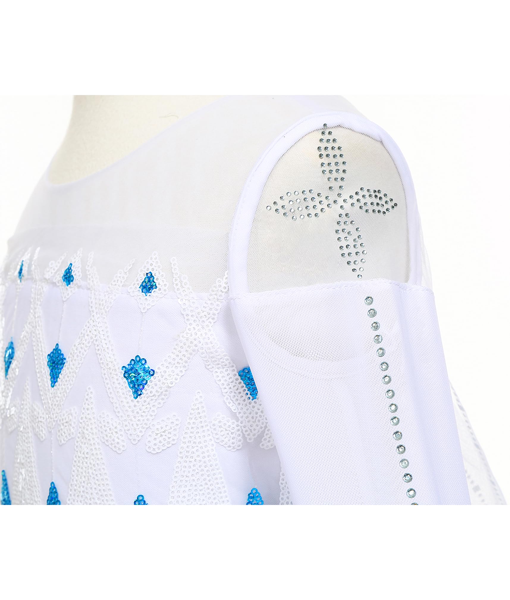 Aoiviss Vestido de Princesa de Lentejuelas para Niñas Disfraz de Princesa de Manga Larga de Diamante Blanco Fiesta Carnaval