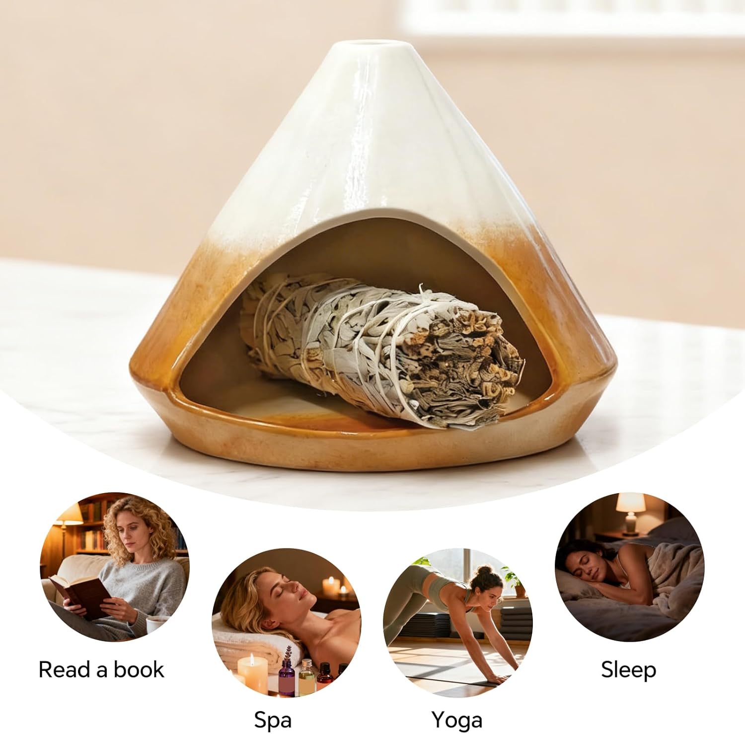 Palo Santo Holder， Incense Holder, Mini Chimney Incense Burner, Suitable for Palo Santo Sticks, Cone Incense, Candles, and Sage Smudging， an Ideal Choice for Yoga Meditation and Altar Decoration1