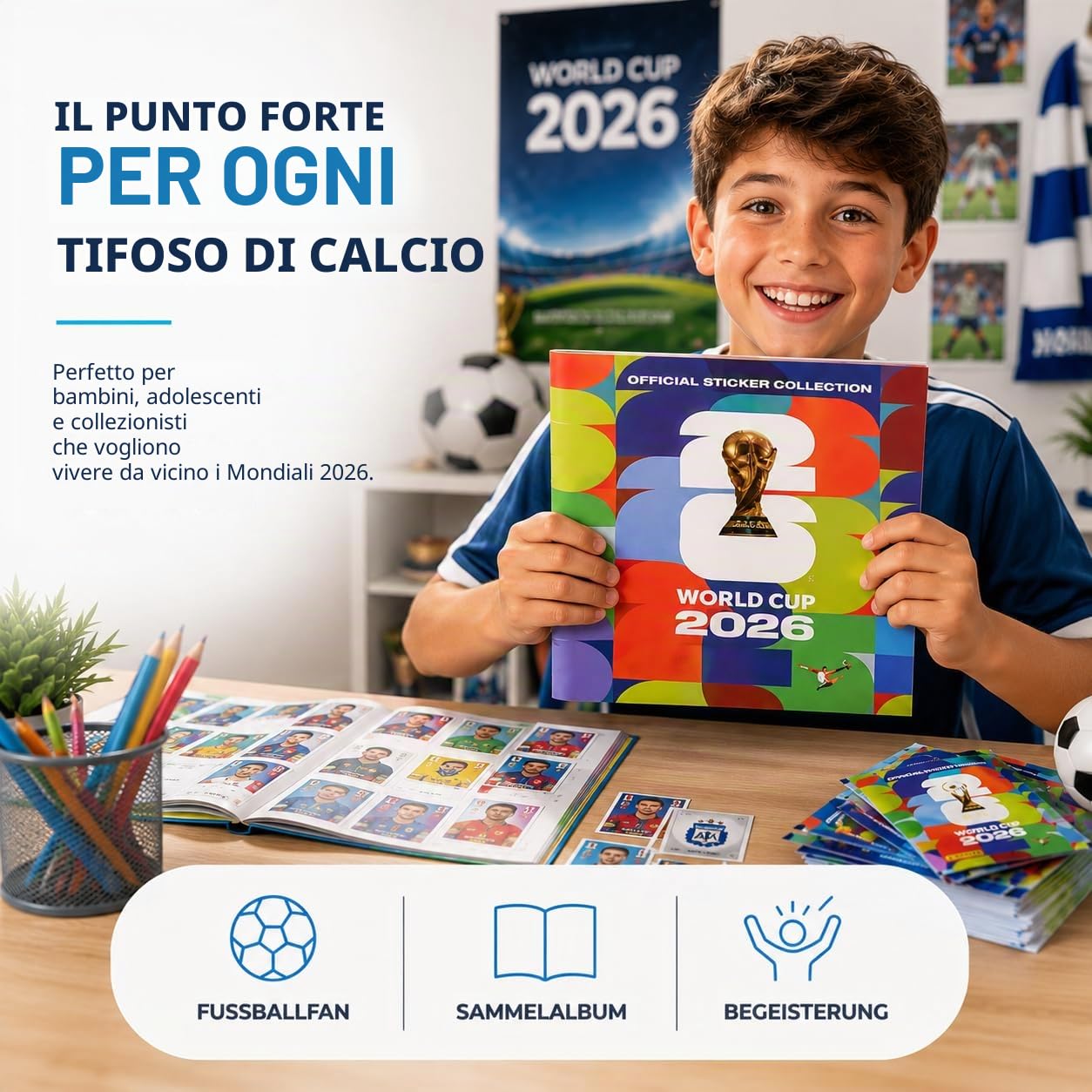 Set Di Base XXL Per I Mondiali 2026, Adesivi Originali Panini Con 35 Adesivi E 6 Speciali Extra Da Collezionare E Scambiare, Campionato Del Mondo