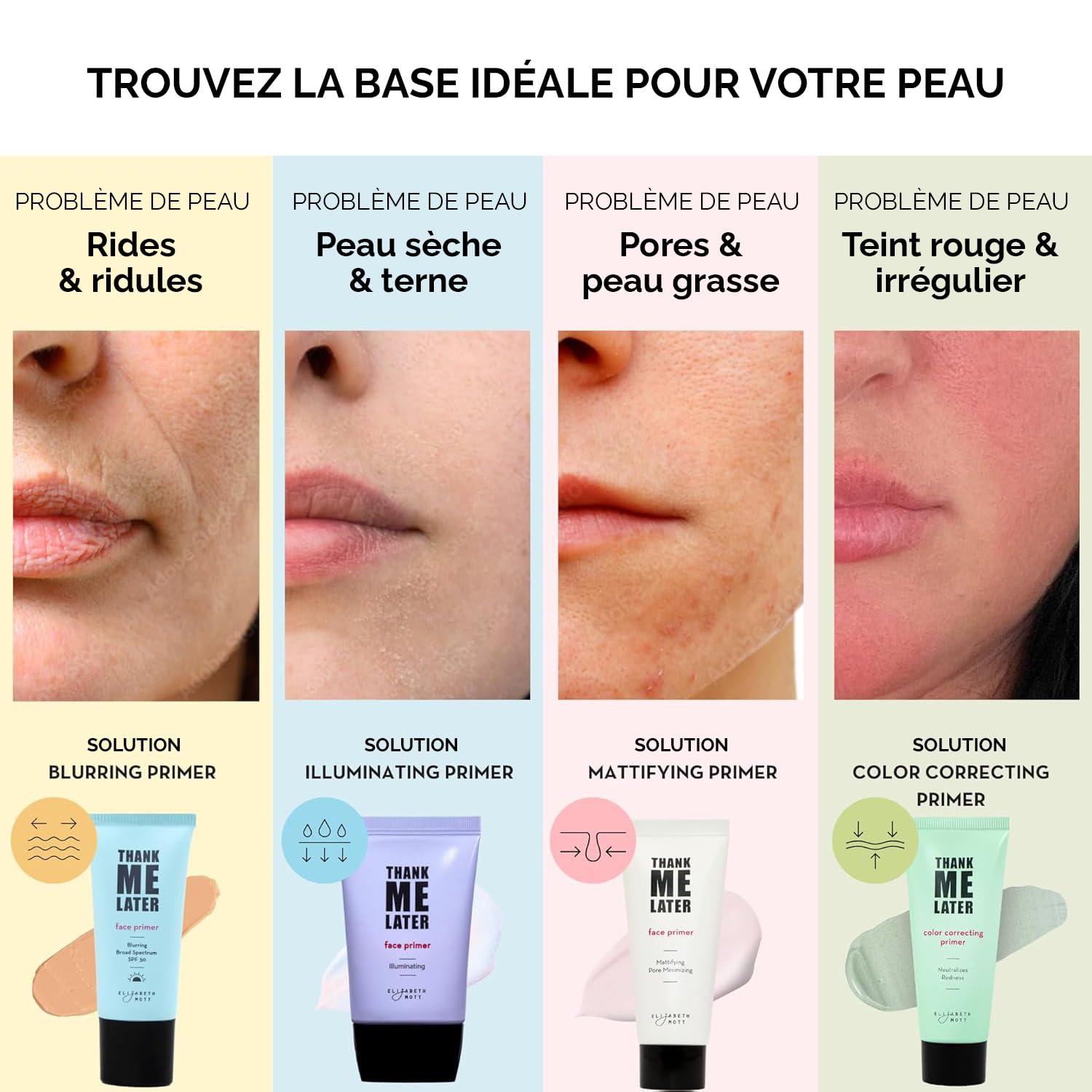Elizabeth Mott Base de Maquillage Visage Matifiante - Primer Peau Grasse Anti-Brillance, Réducteur de Pores, Finition Mate, Sans Paraben et Sans Cruauté (30g)