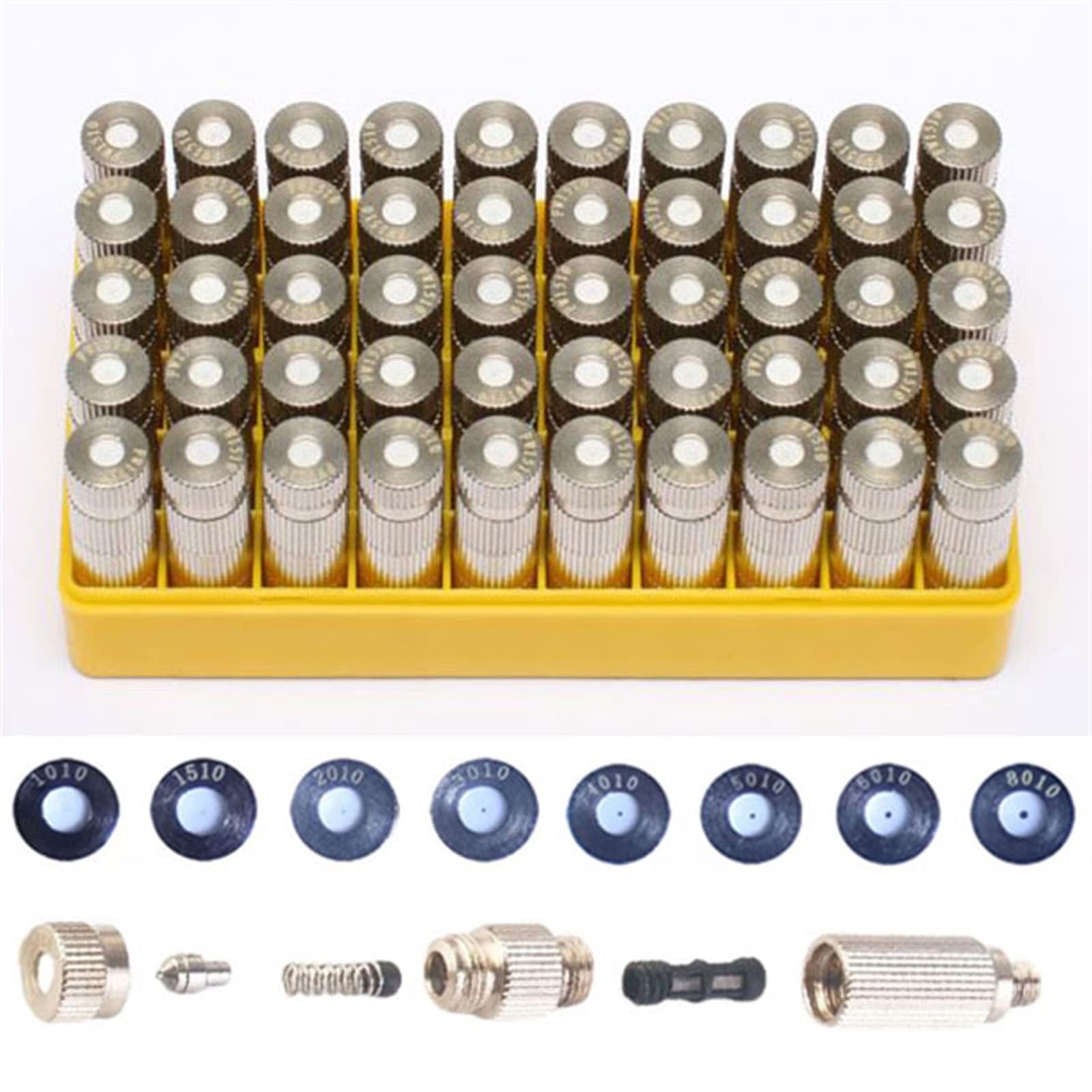 SOHNVWTGD 40PCS Brass Mister Heads, High Pressure Misting Nozzles for Cooling System, Fog Spray Nozzles Atomizing Mister Sprinkle for Patio Garden Sprayer Irrigation Tool Kit, UNC1024(0.3mm)