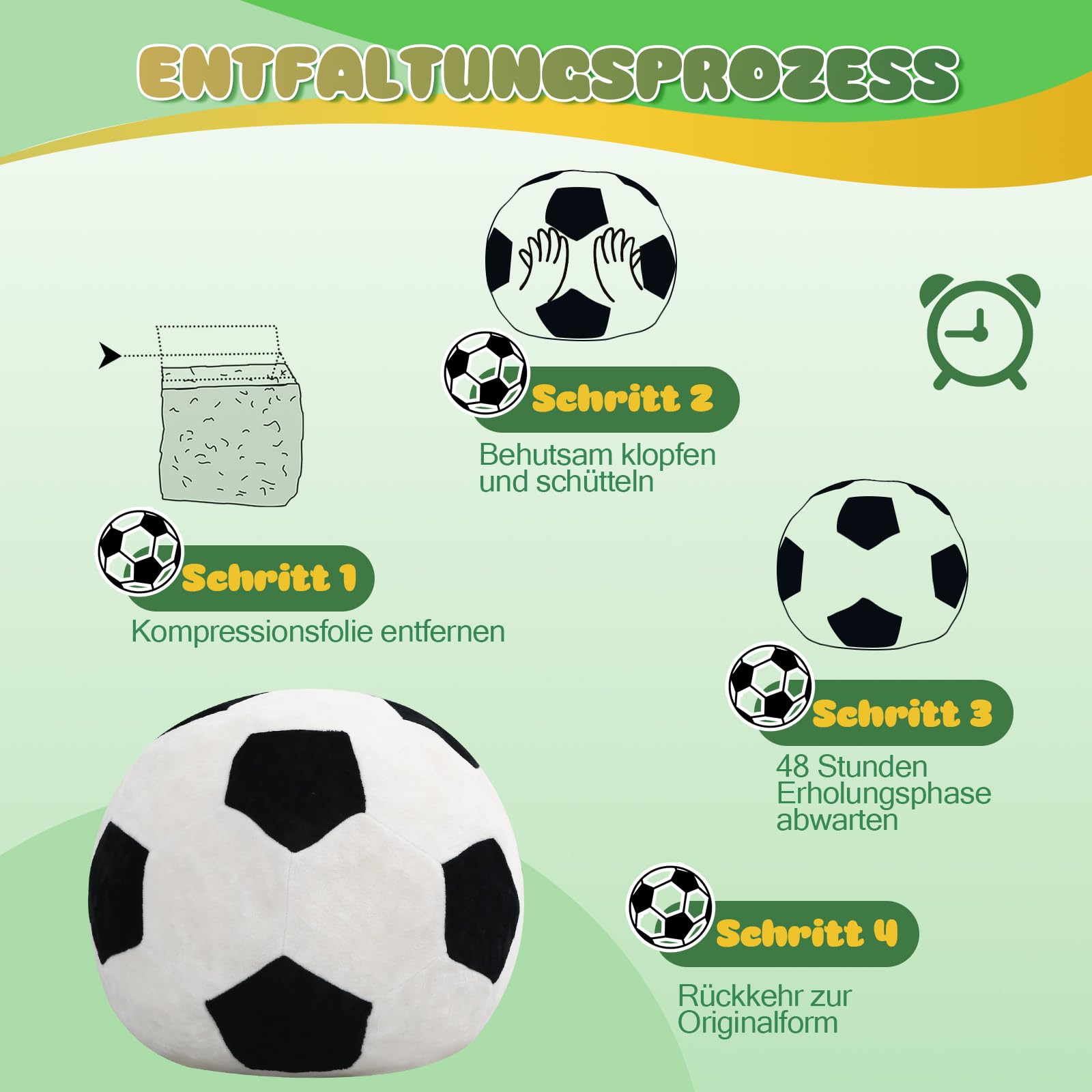 MeMoreCool Sitzsack Kinder Fußball Design – Weicher Flanell Beanbag mit Hochdichter Schaumstoff-Füllung, Gemütlicher Sessel für Jungen & Mädchen im Kuschelecke Kinderzimmer & Spielzimmer