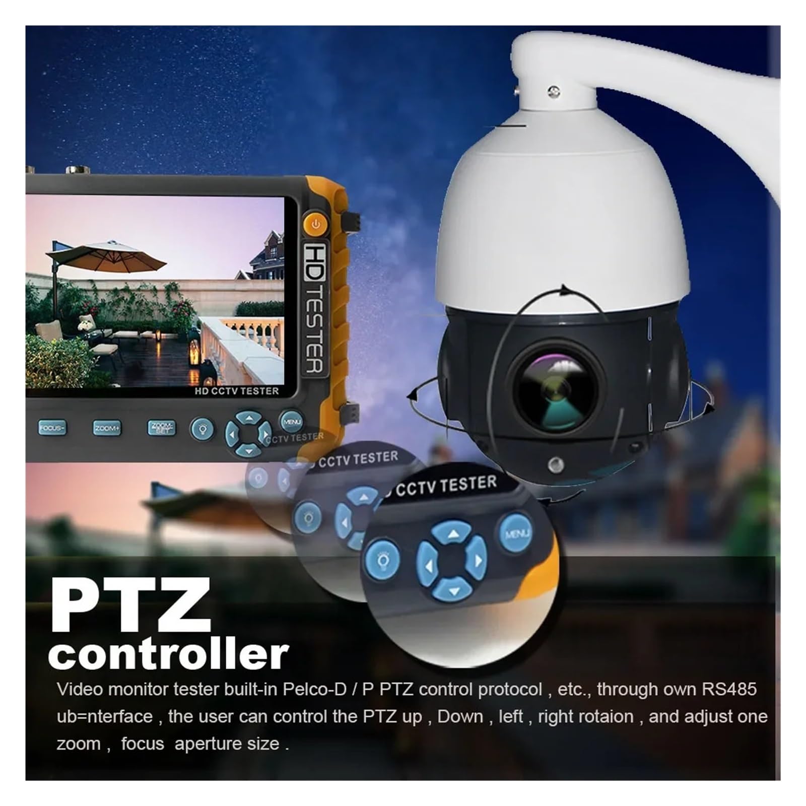 IV8W 5-calowy tester CCTV Monitor 8MP TVI AHD CVI CVBS Tester kamer bezpieczeństwa Obsługa wejścia PTZ VGA Narzędzie testowe(IV8W)