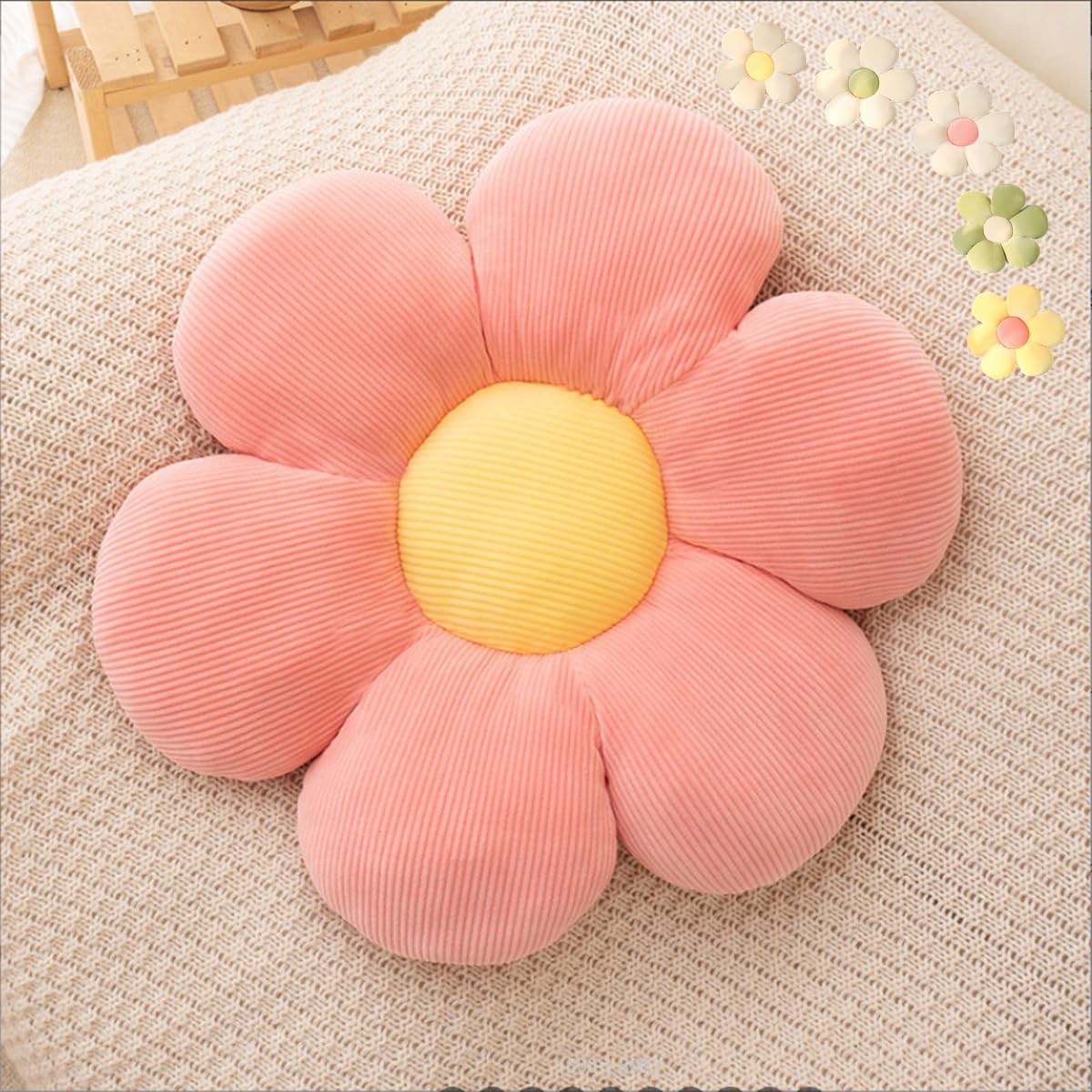 LEHU Flower Floor Pillow, Flower Shaped Seating Cushion -Cute Flowe Pillow for Girls Tweens Room Decor Floor Pillow for Reading and Lounging Comfy (Green Petals,23'')
