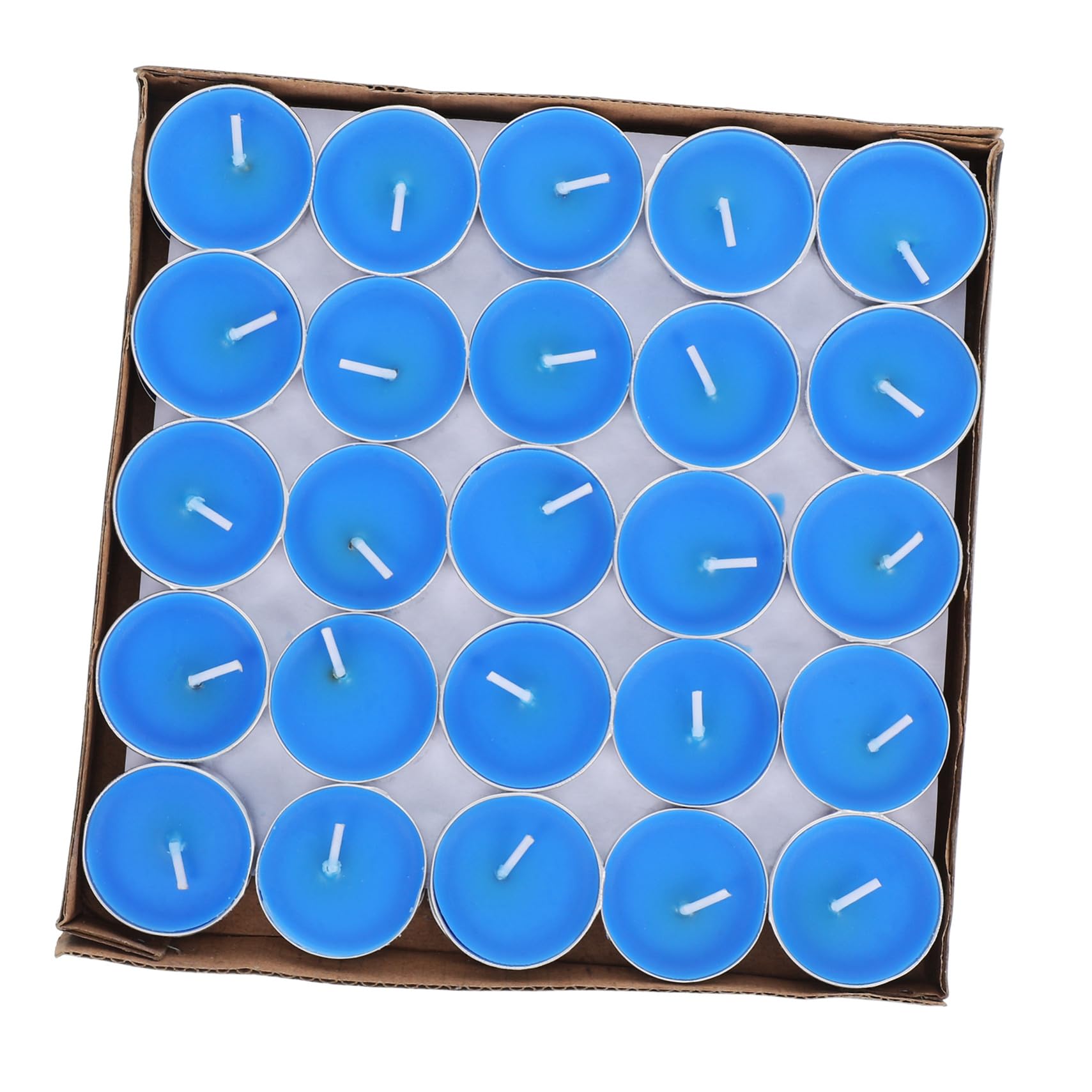 NUOBESTY 50 Velas de Té Azules sin Humo para Decoración de Boda y Propuesta, Redondas de Cera que Queman de Forma Uniforme Hogar
