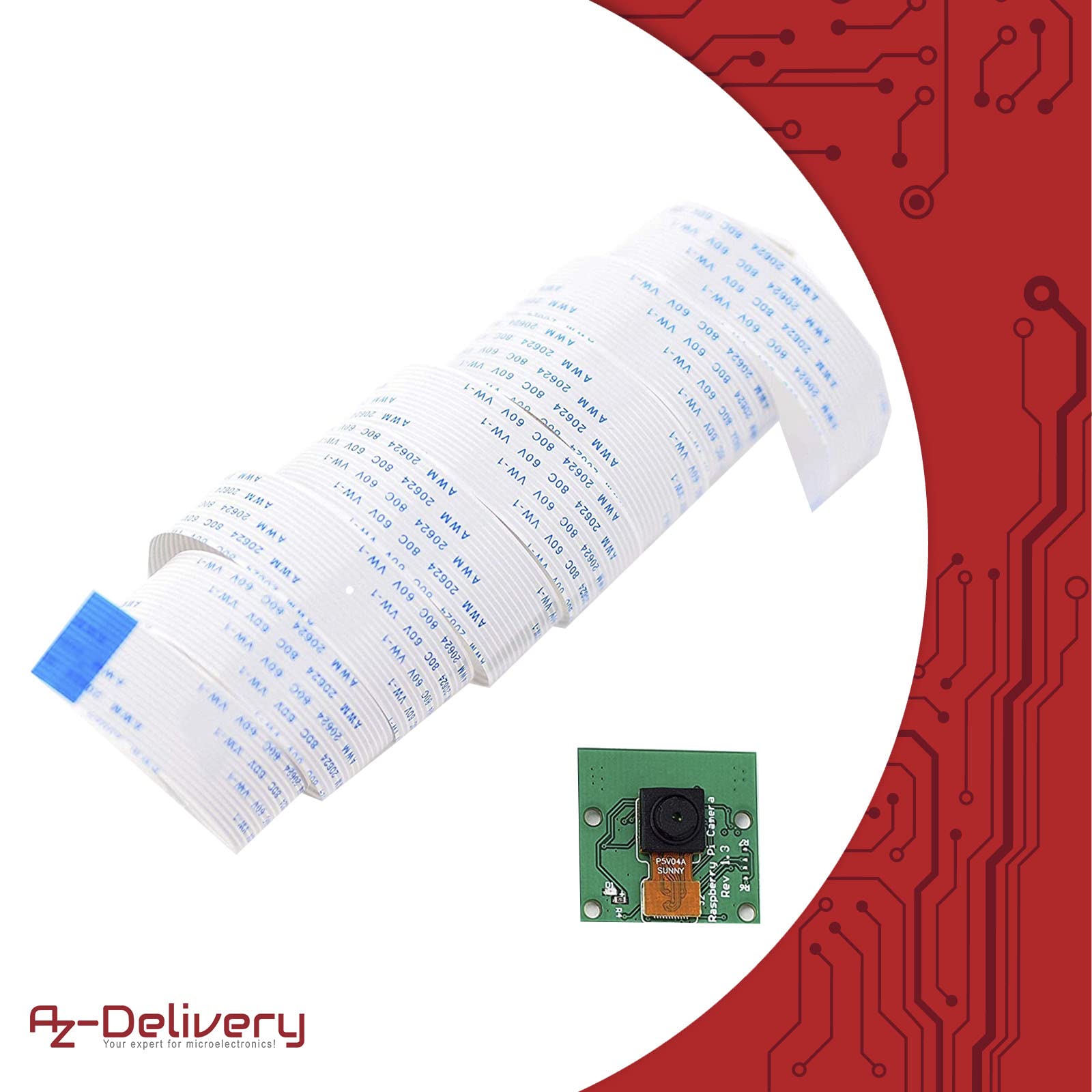 AZDelivery Kamera z 15cm kablem flex i 100cm kablem flex do Raspberry Pi wraz z e-bookiem!