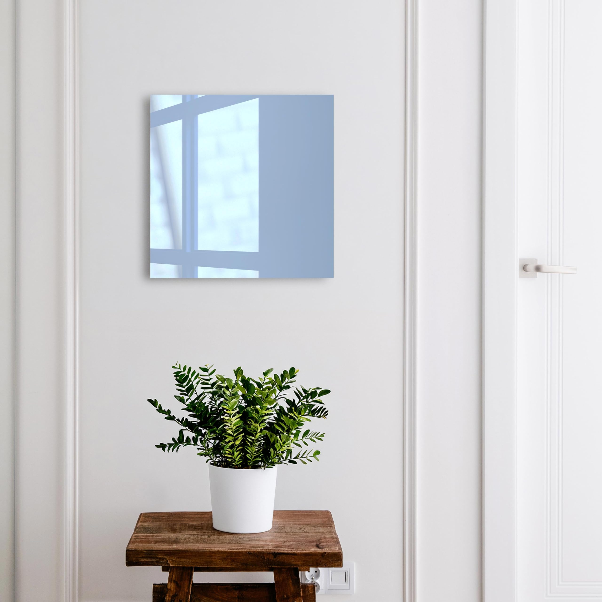 Tulup Armoire à Clés 30x30 cm | Noir | Porte Gauche | Fixation Murale | Bleu Bébé | pour Rangement de Clefs | Decorative | en Métal | Panneau Avant en Verre | Chevilles Incluses