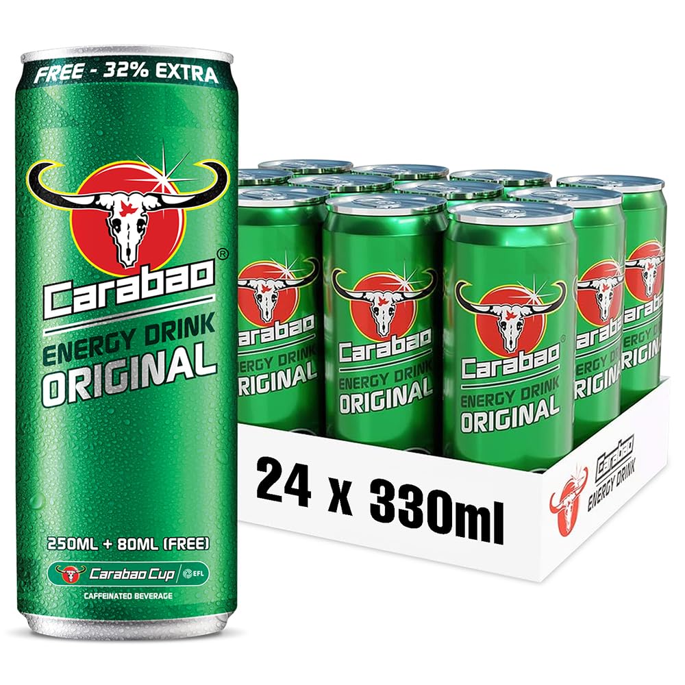 Carabao Energy Drink, Original (24 x 330ml Cans) - Infused with Caffeine, Vitamin B6 & B12, Carbonated Water, and Energy Boosting Formula (B0CP8BSDM7) Amazon Price History, Amazon Price Tracker