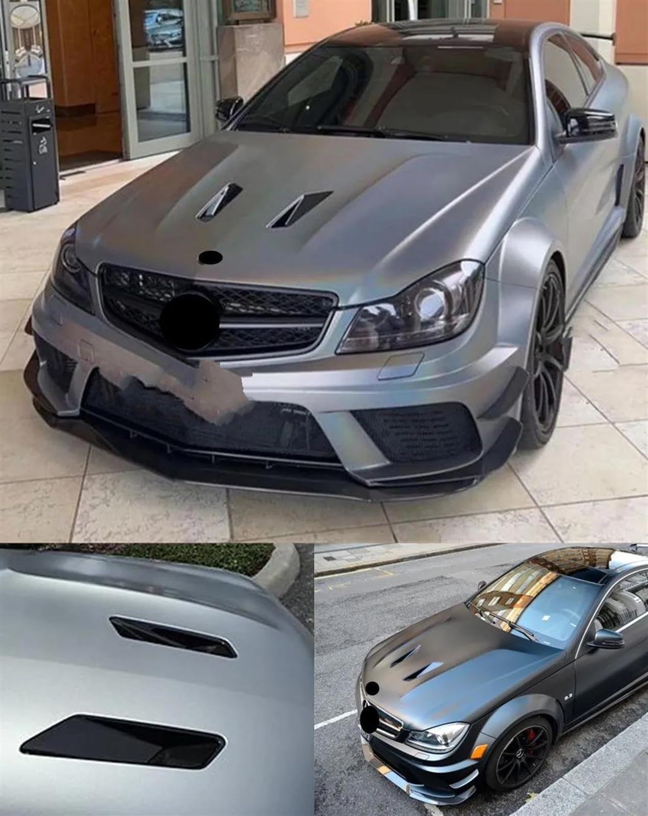 stile dell'auto Compatibile Con Mercedes Per Benz Per W204 C63 AMG Berlina Coupé Per W205 W207 W212 W213 AMG 2 Pezzi Cofano Motore Auto Prese D'aria Turbo Cofano(2)