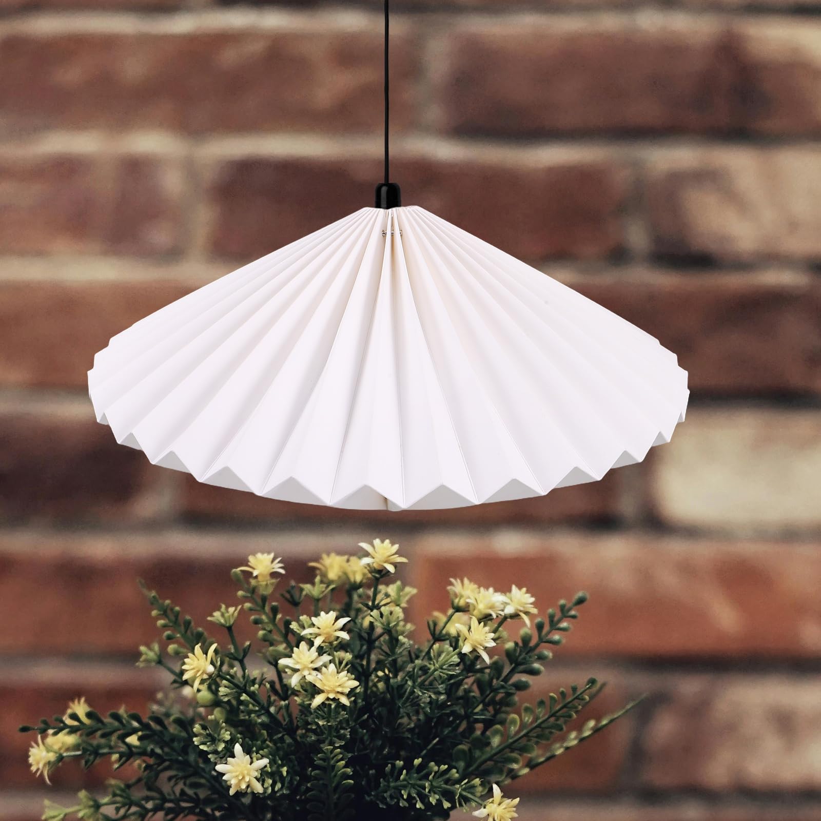 BESTYASH Paralume Lampada a Sospensione Pieghevole in Carta Bianca Design Geometrico Leggero Compatibile Lampade da Soffitto Stile Nordico per Soggiorno