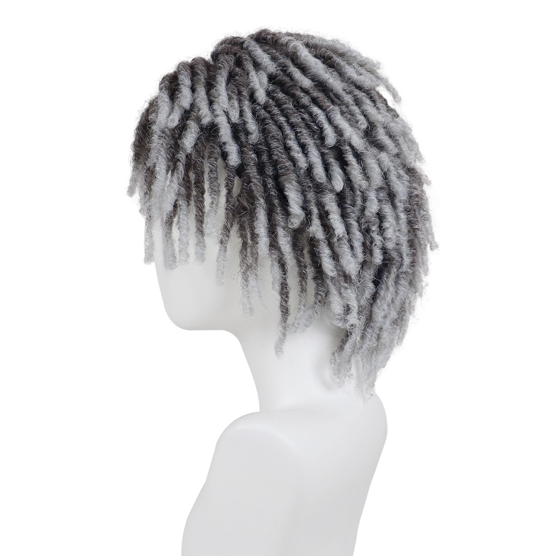 GNIMEGIL Krótka Peruka Dreadlock mężczyzna ombré-szara realistyczny Twist Rasta Cosplay kostium impreza