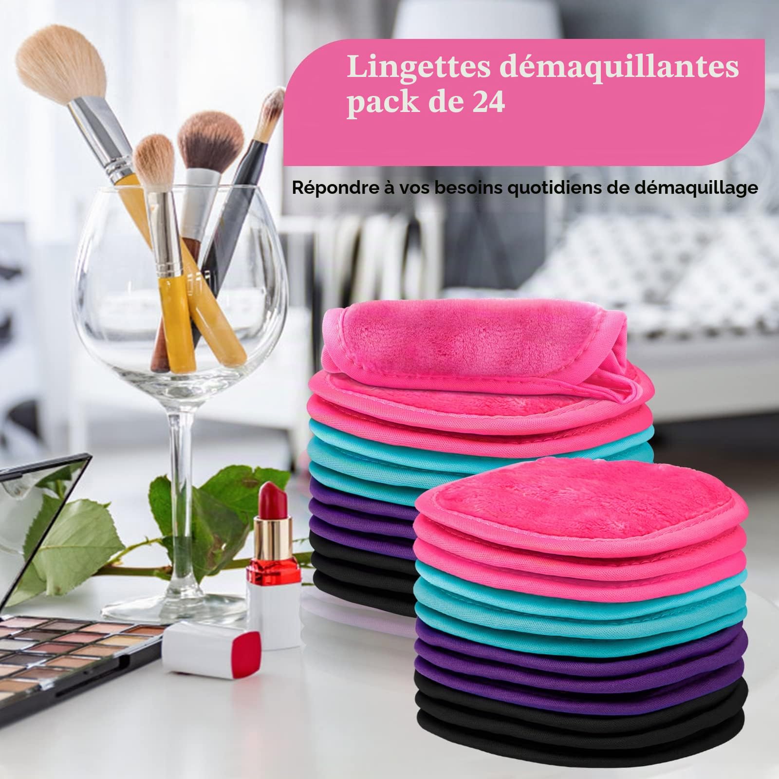 Orighty Lot de 24 lingettes démaquillantes réutilisables pour enlever instantanément la saleté avec juste de l'eau 12,7 x 12,7 cm